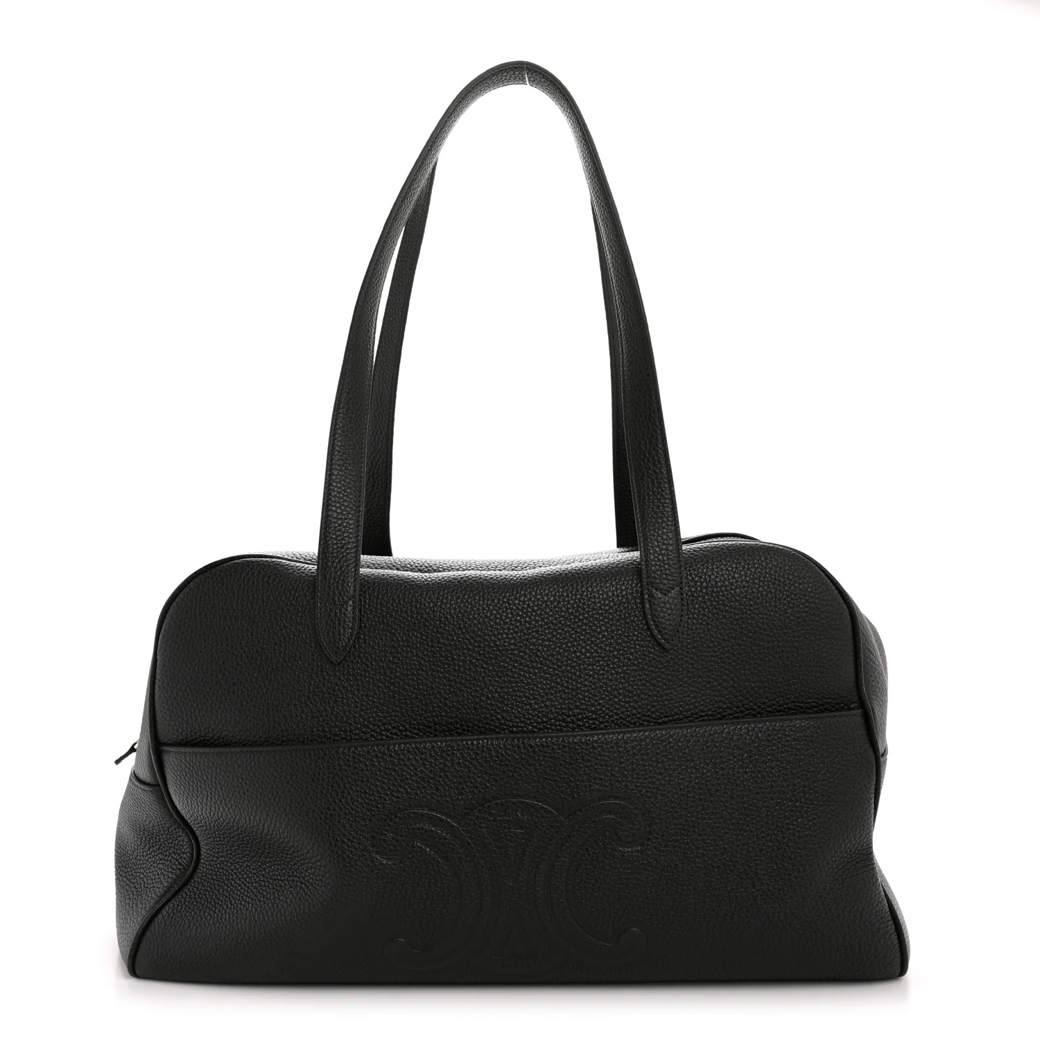 Grained Calfskin Duffle Bag Night Green