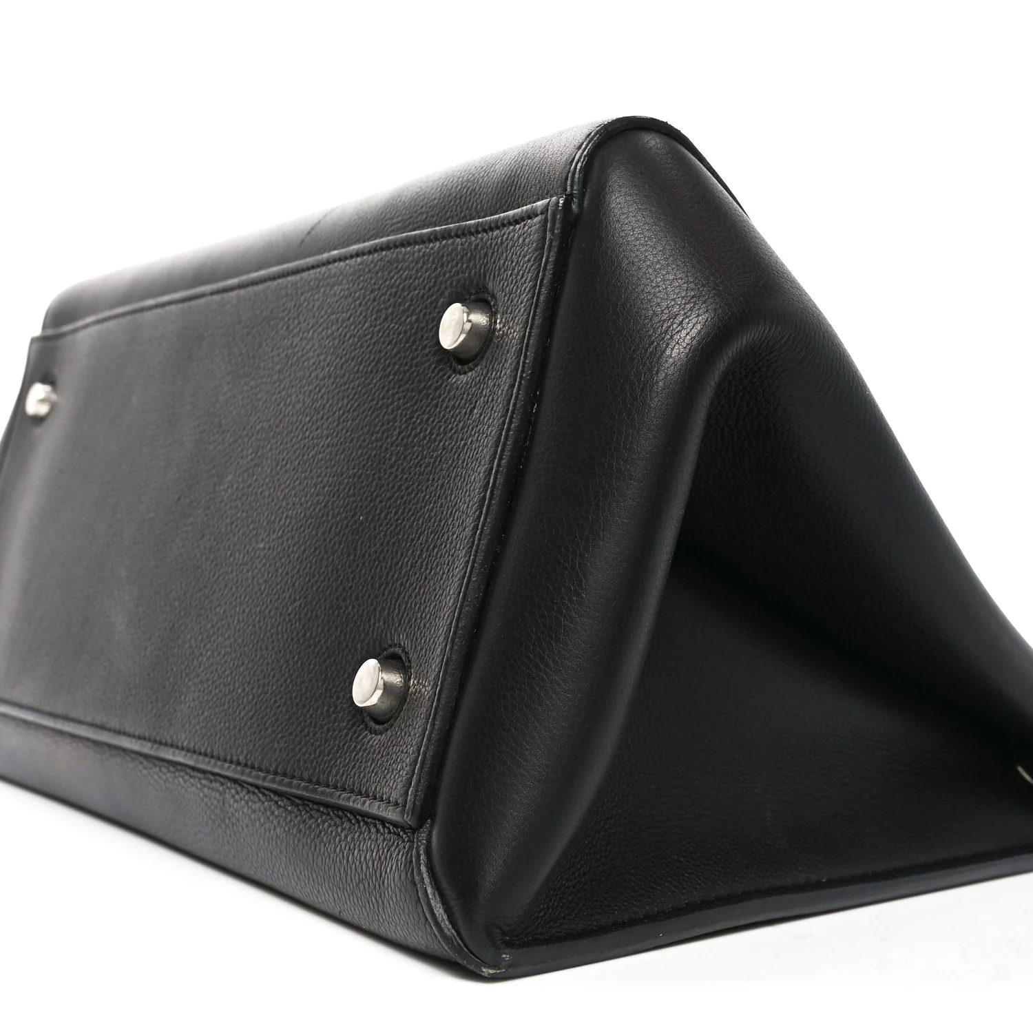 Grained Calfskin Edge Shoulder Bag Black - Image 10