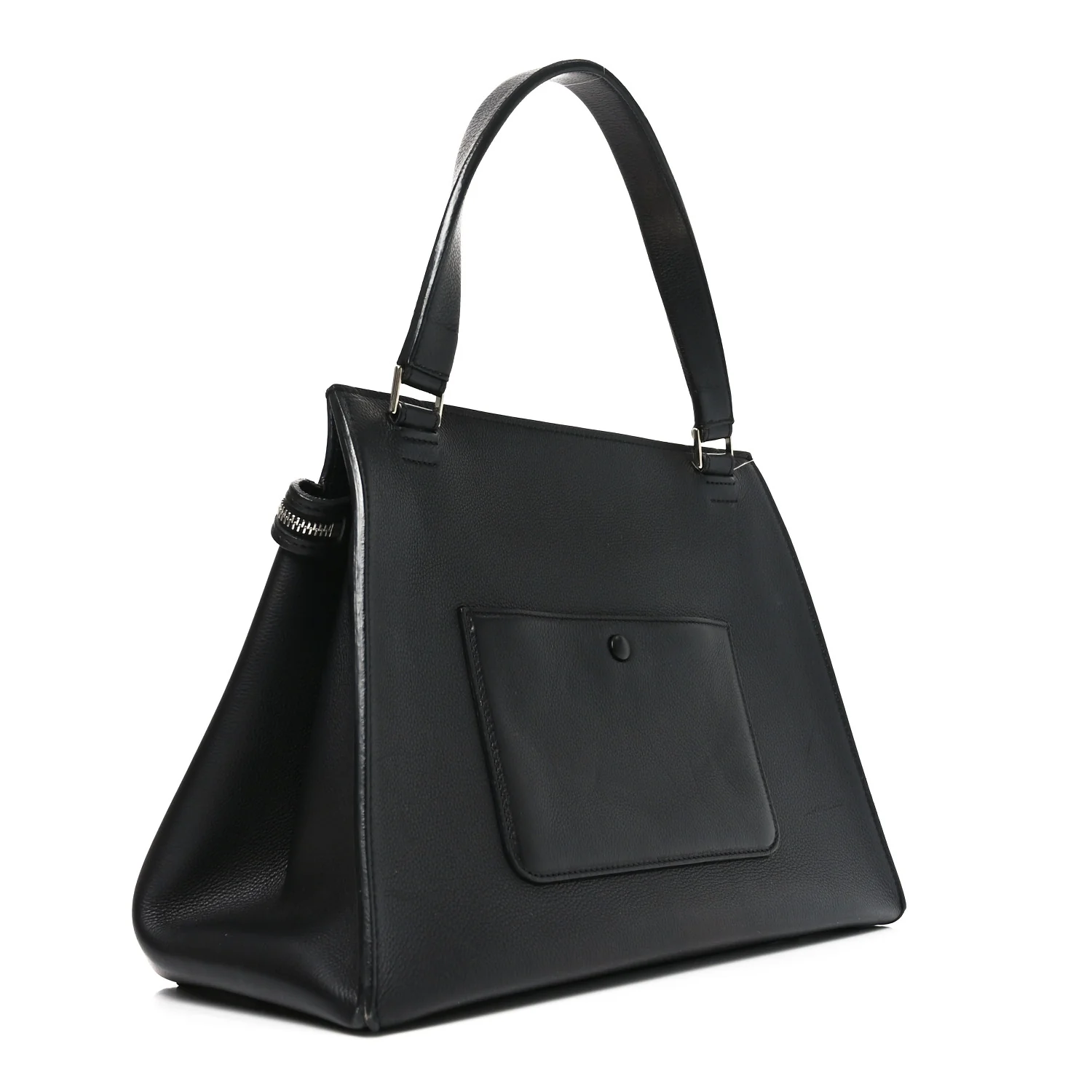 Grained Calfskin Edge Shoulder Bag Black - Image 3