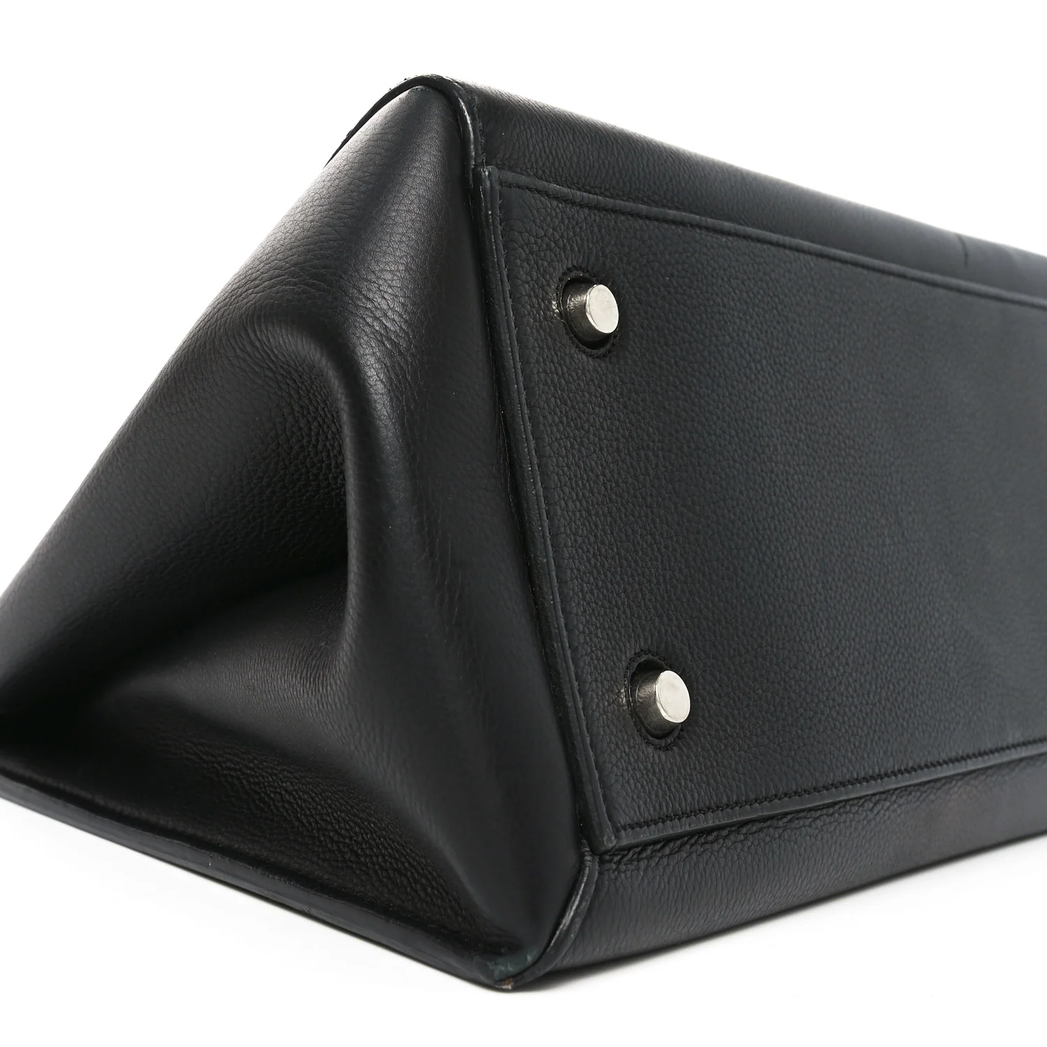 Grained Calfskin Edge Shoulder Bag Black - Image 9