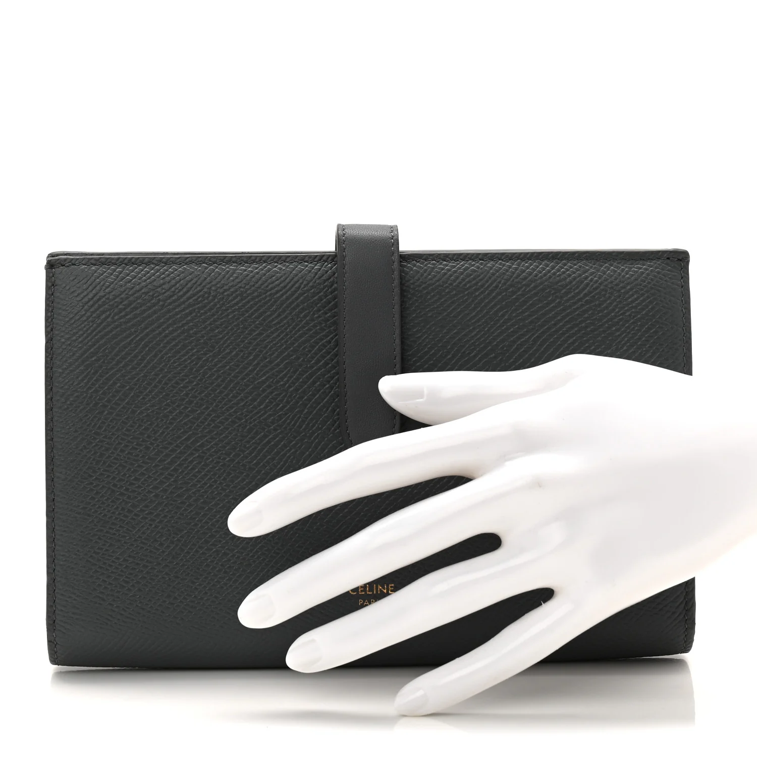 Grained Calfskin Large Multifunction Strap Wallet Grey - Image 2