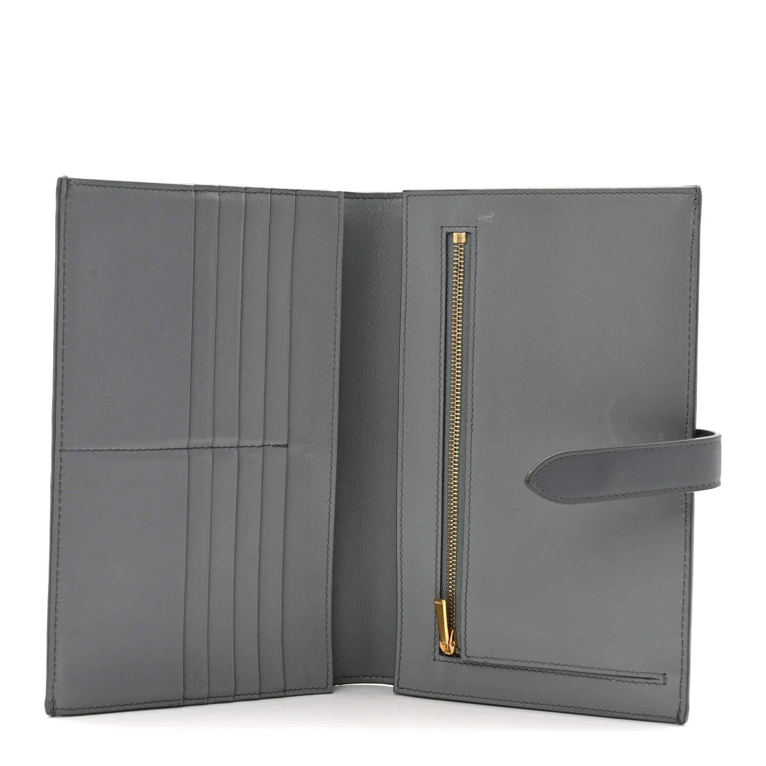 Grained Calfskin Large Multifunction Strap Wallet Grey - Image 5