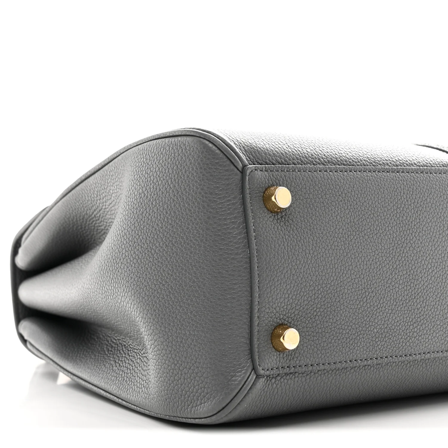 Grained Calfskin Medium 16 Top Handle Bag Grey - Image 9
