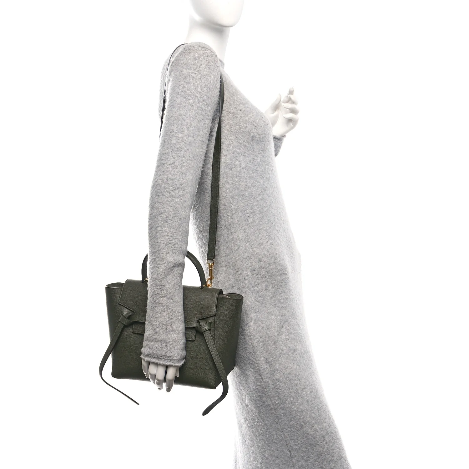 Grained Calfskin Micro Belt Bag Khaki - Image 2