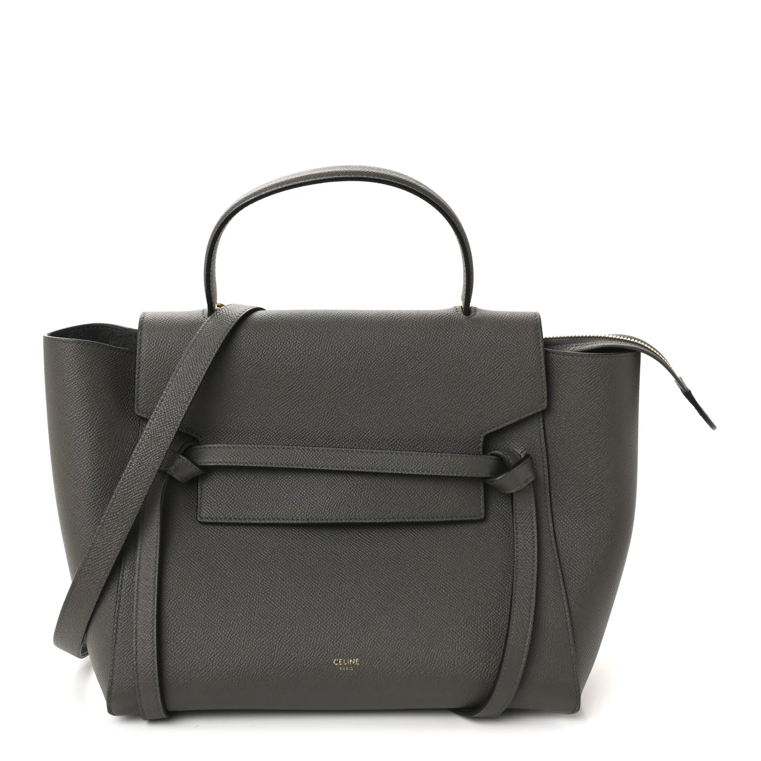 Grained Calfskin Mini Belt Bag Grey