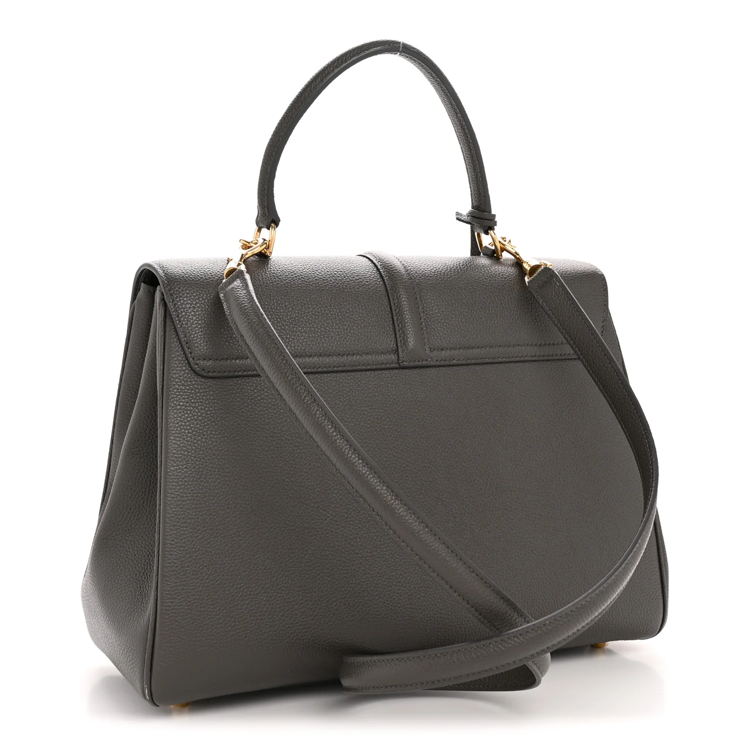 Grained Calfskin Small 16 Top Handle Bag Medium Grey - Image 3