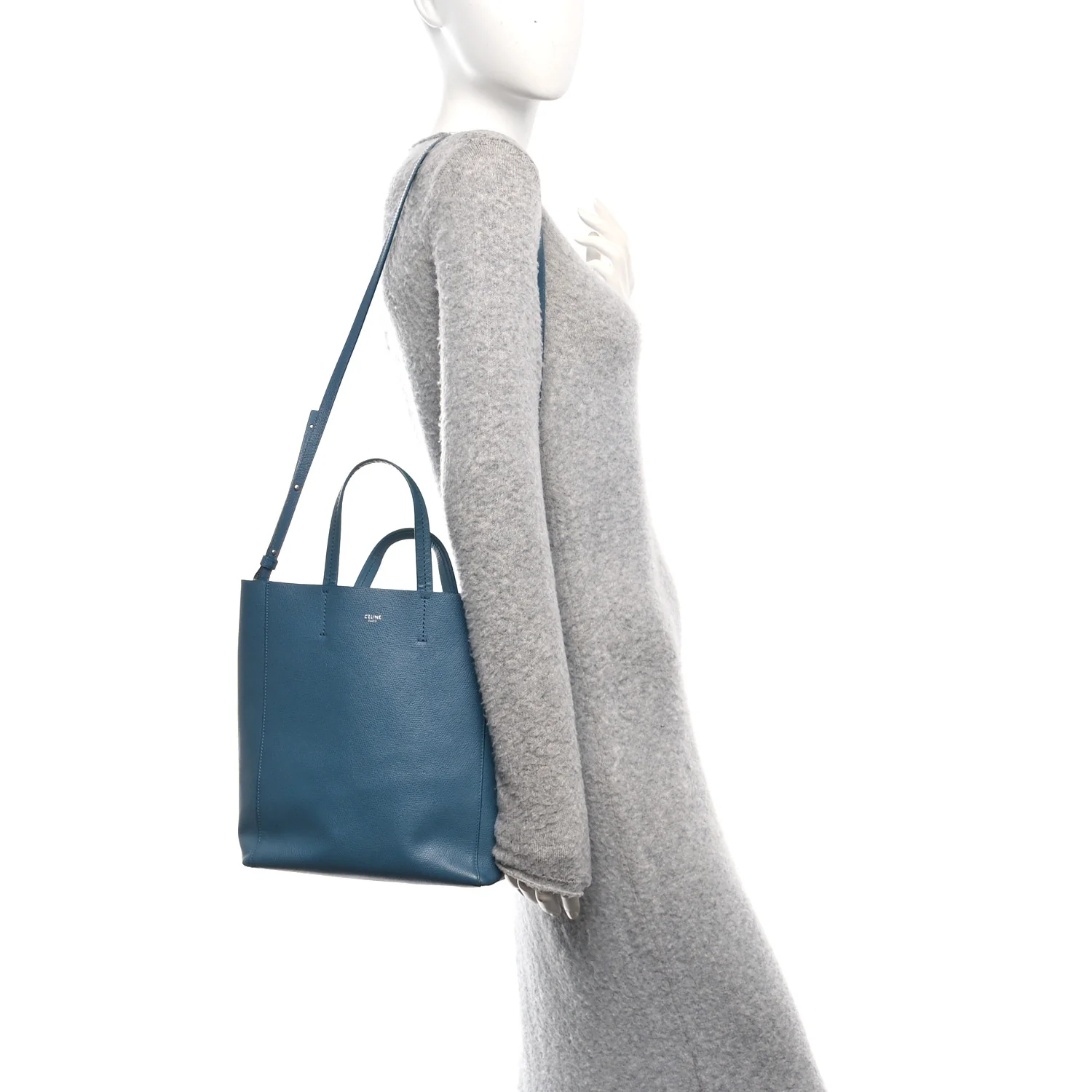 Grained Calfskin Small Vertical Cabas Slate Blue - Image 2