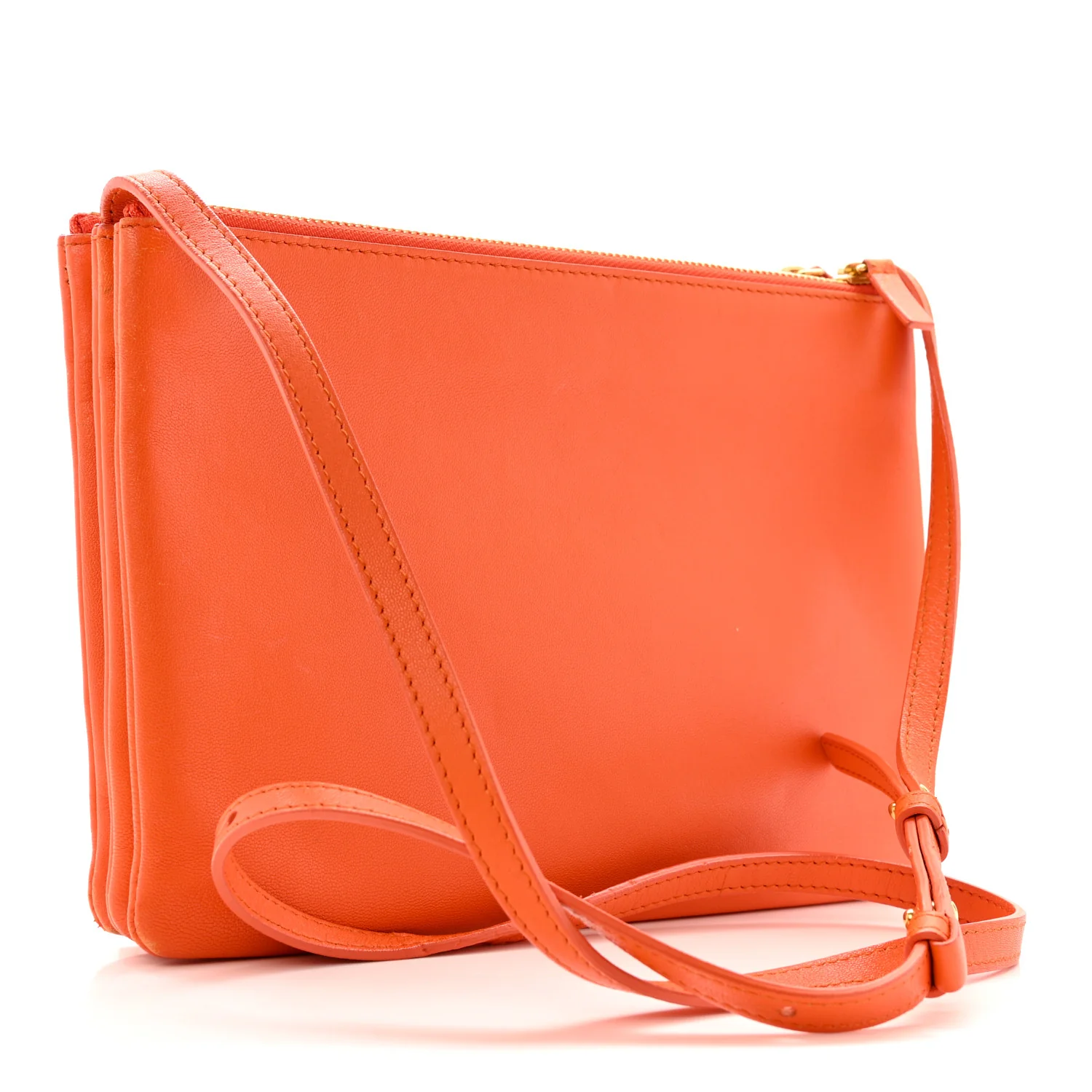 Lambskin Large Trio Crossbody Bag Orange - Image 2