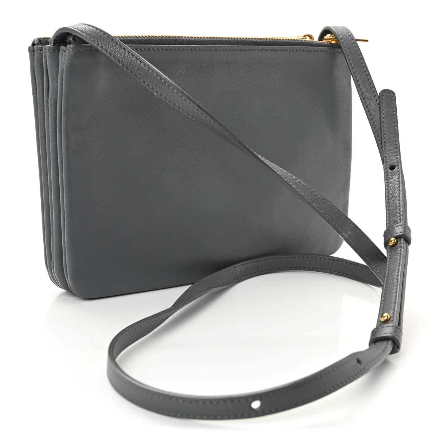 Lambskin Small Trio Crossbody Bag Medium Grey - Image 3