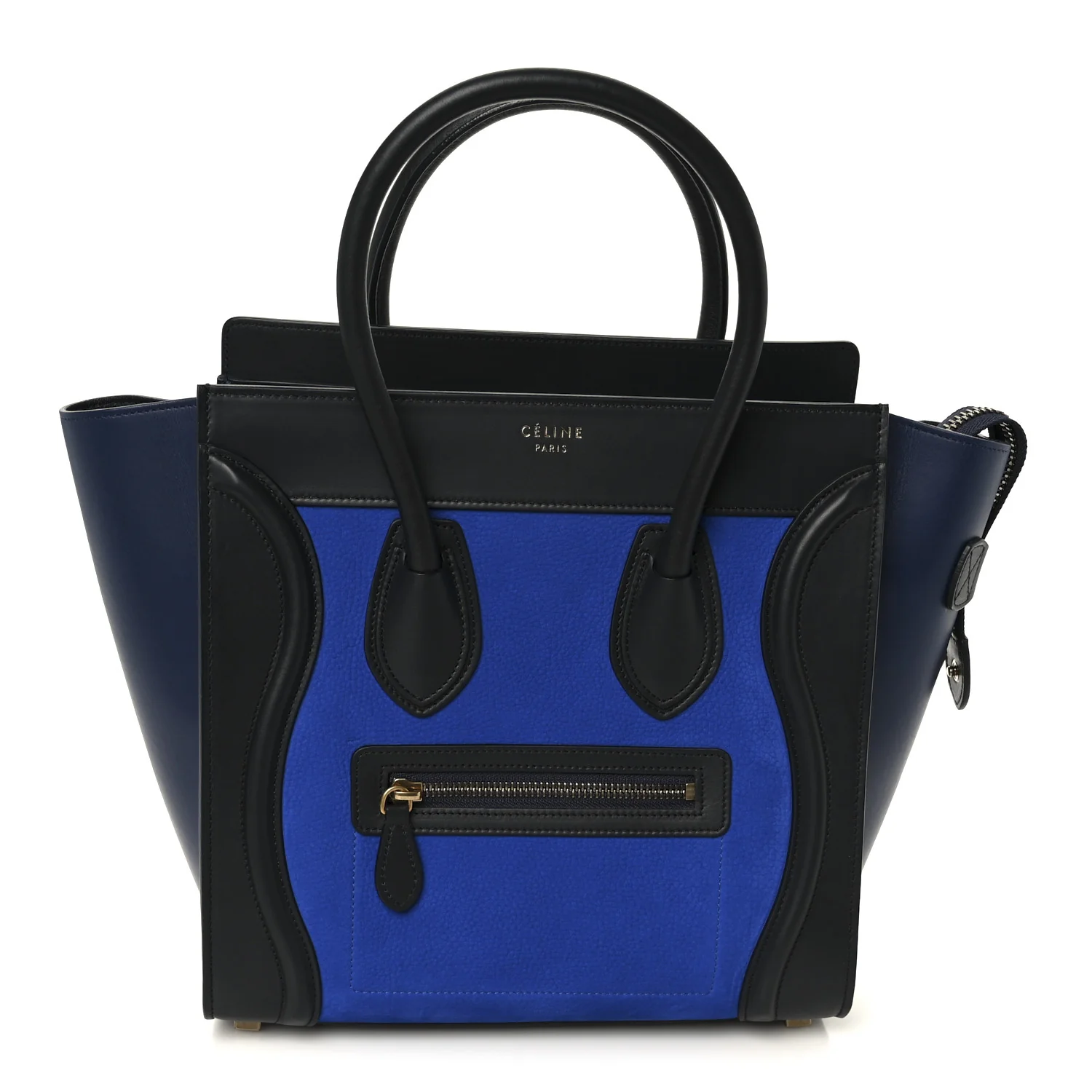 Nubuck Smooth Calfskin Micro Tri-Color Luggage Bright Blue