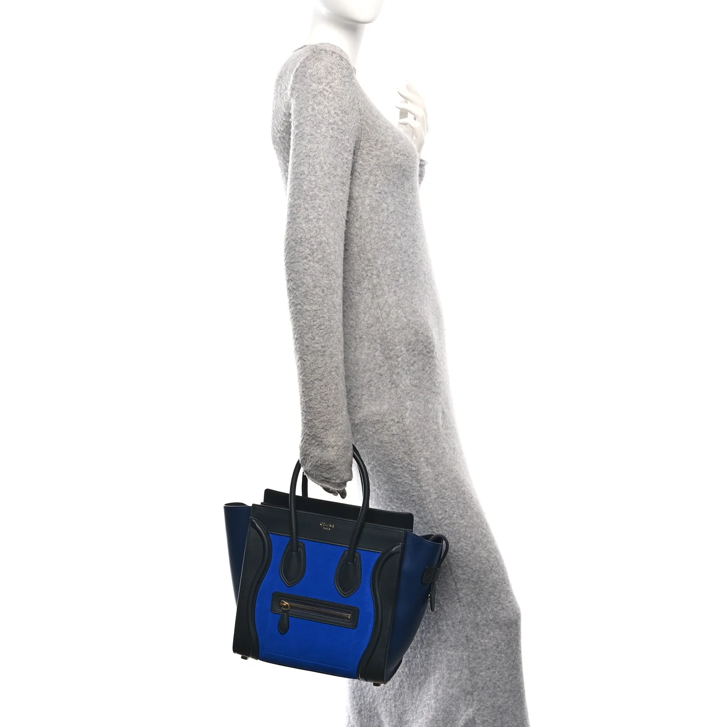 Nubuck Smooth Calfskin Micro Tri-Color Luggage Bright Blue - Image 2