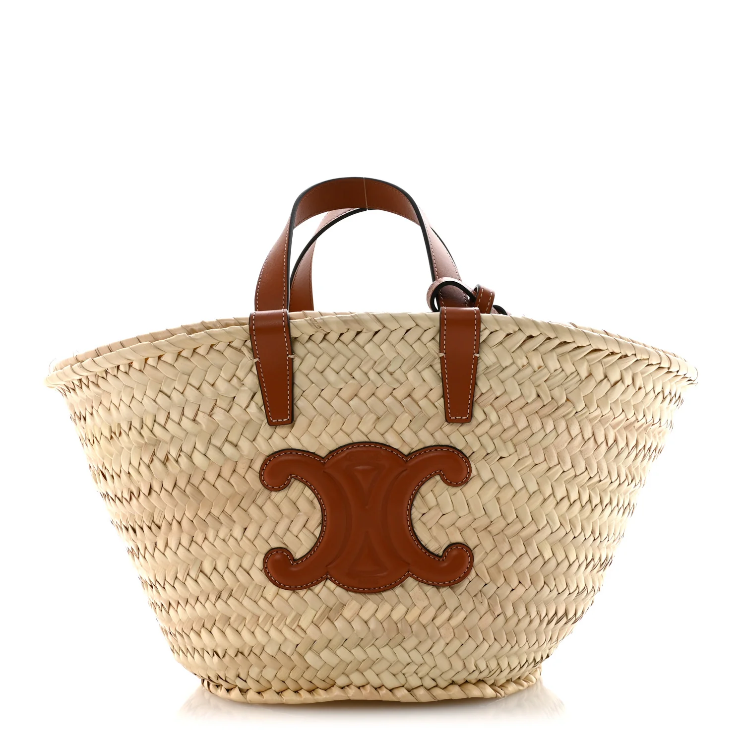 Palm Leaf Calfskin Triomphe Teen Panier Tan