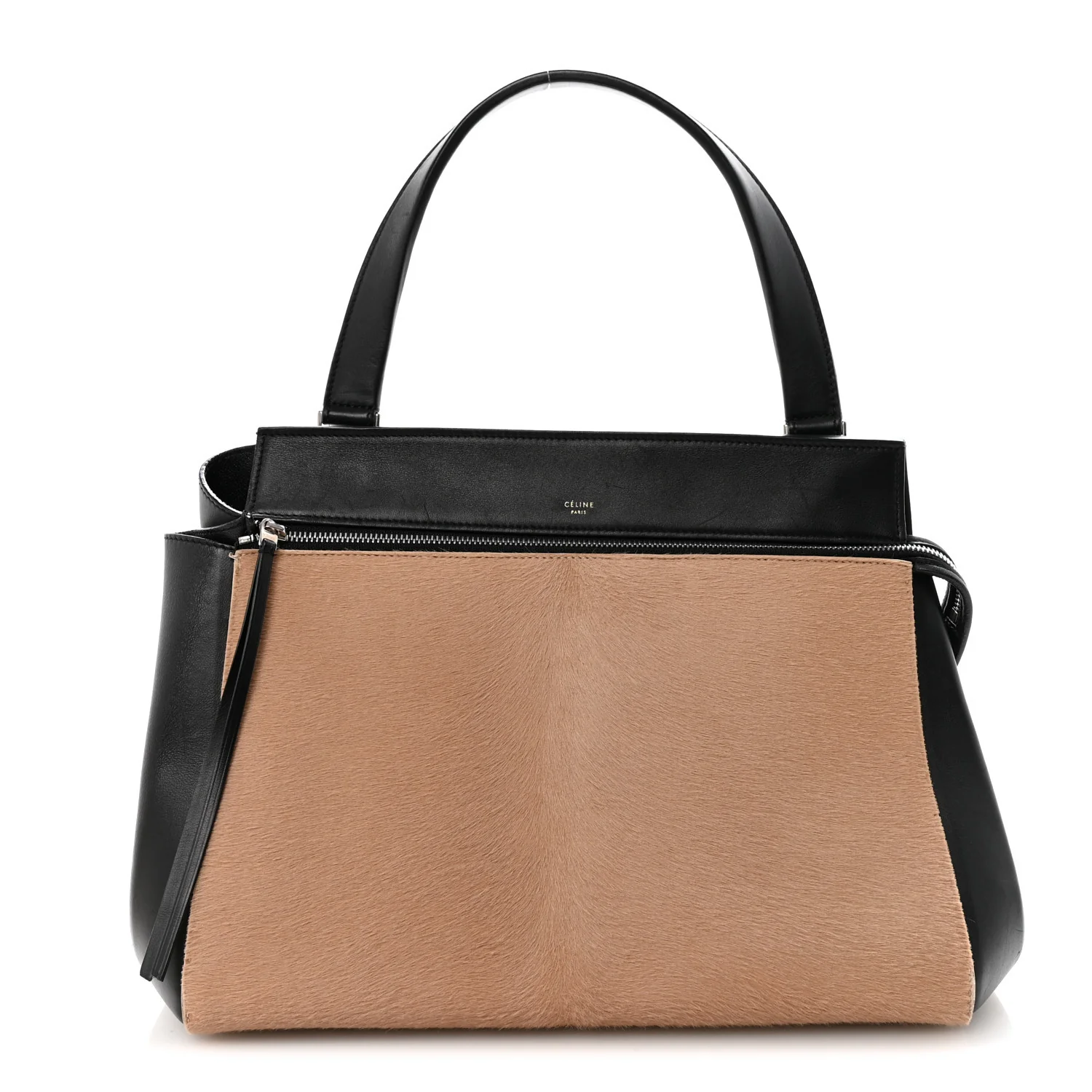 Pony Hair Calfskin Medium Edge Shoulder Bag Praline