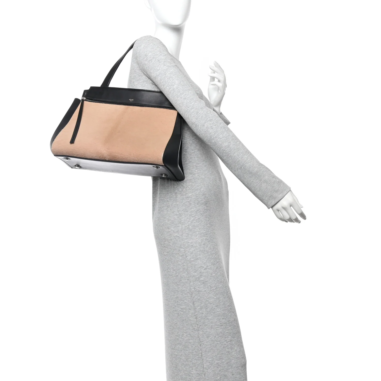 Pony Hair Calfskin Medium Edge Shoulder Bag Praline - Image 2
