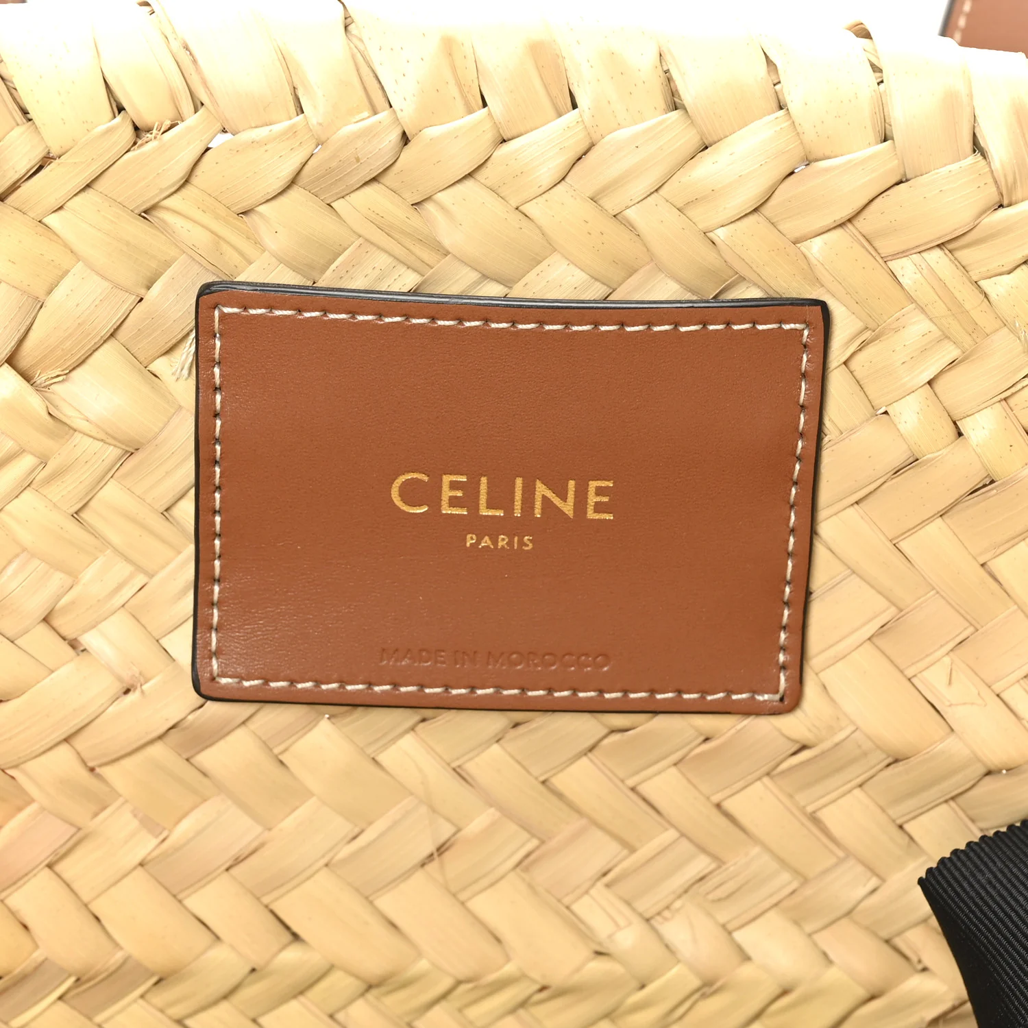 Raffia Calfskin Triomphe Medium Panier Tan - Image 6