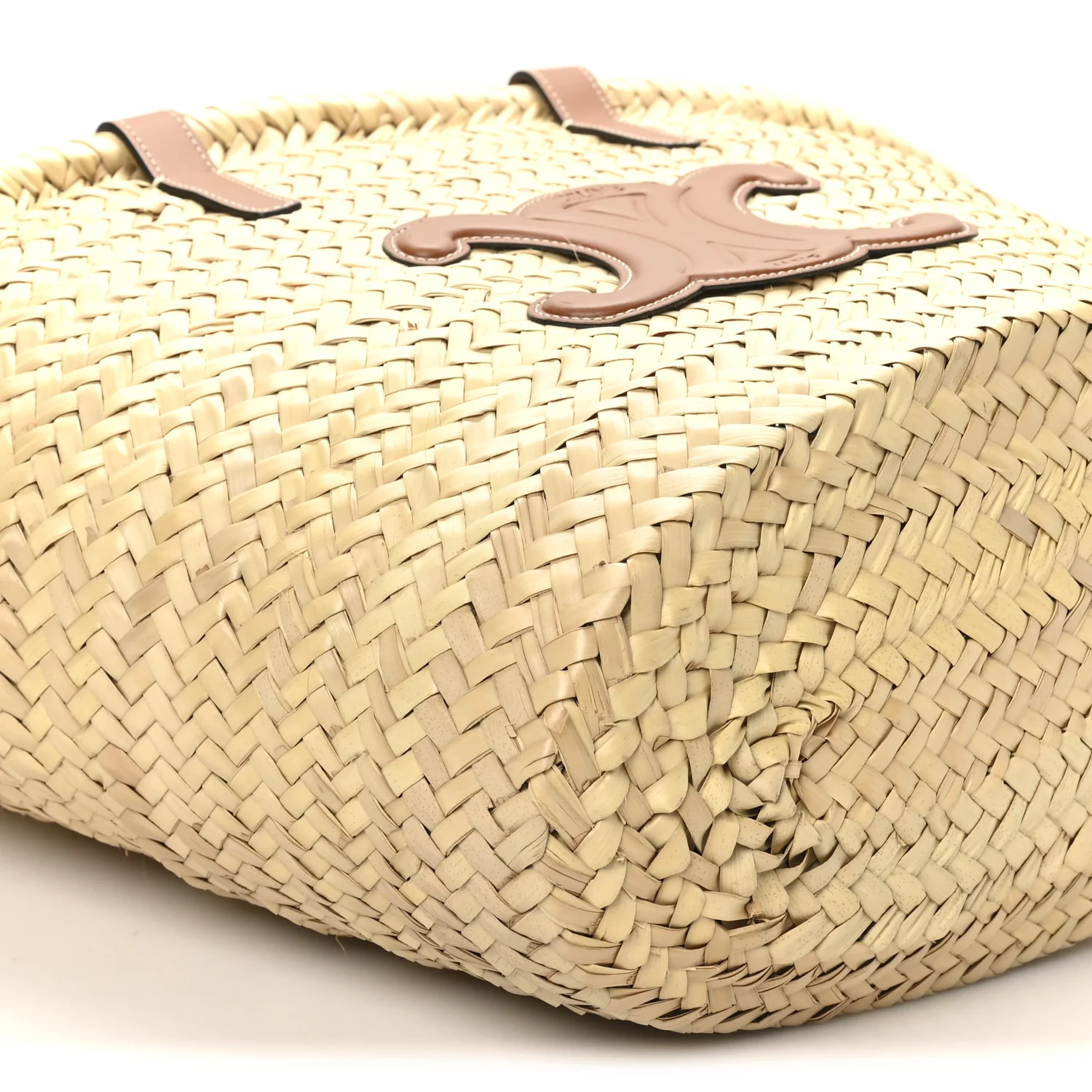 Raffia Calfskin Triomphe Medium Panier Tan - Image 8