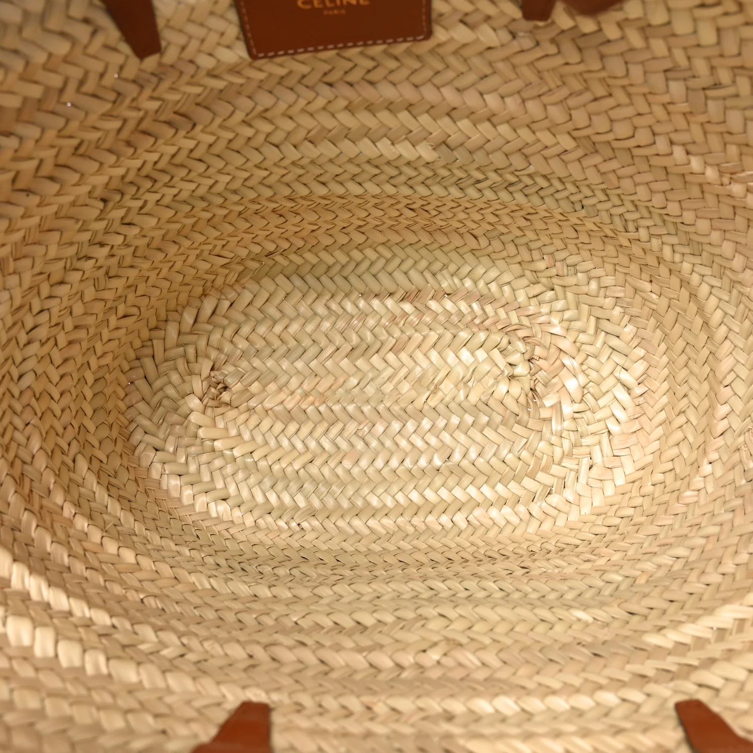 Raffia Calfskin Triomphe Medium Panier Tan - Image 5