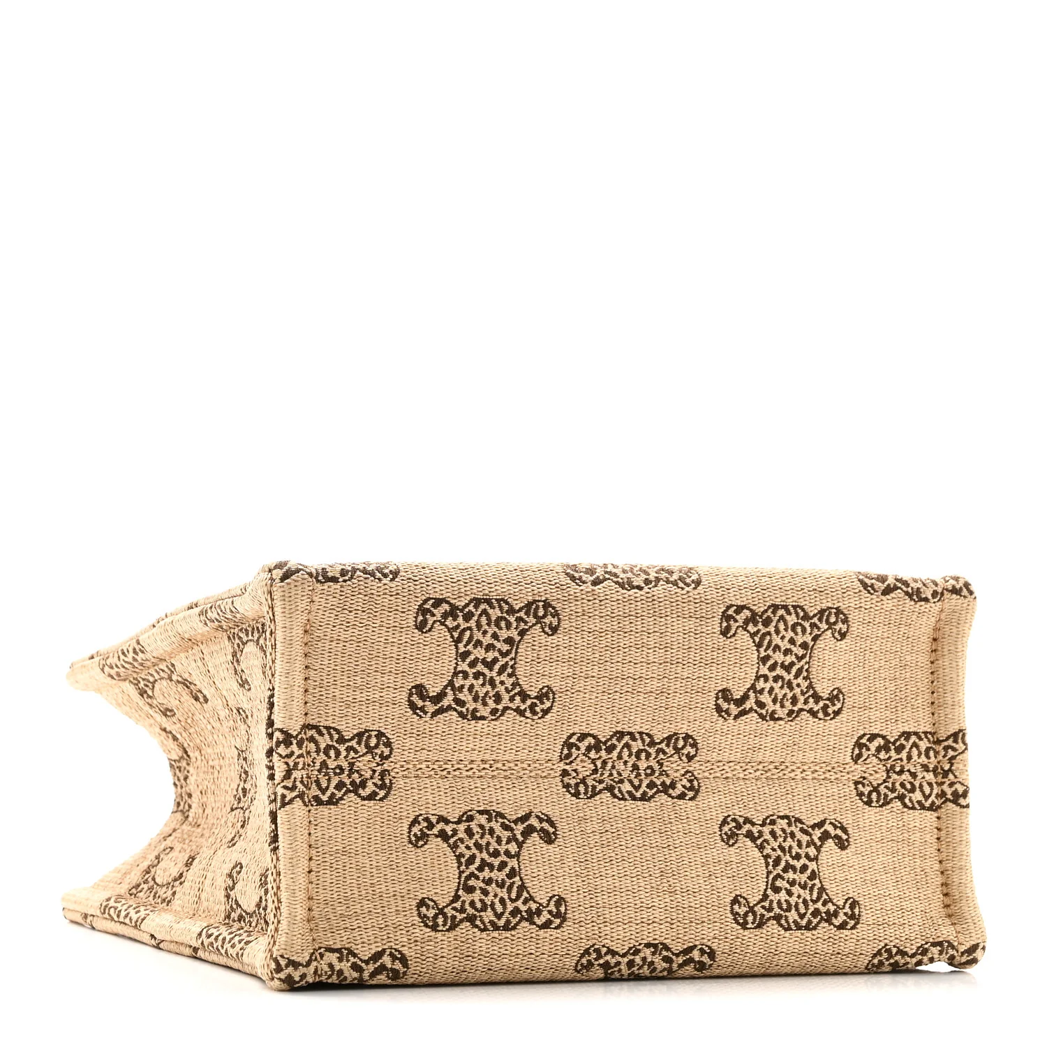 Raffia Effect Calfskin Triomphe Jacquard Small Cabas Natural Tan - Image 4