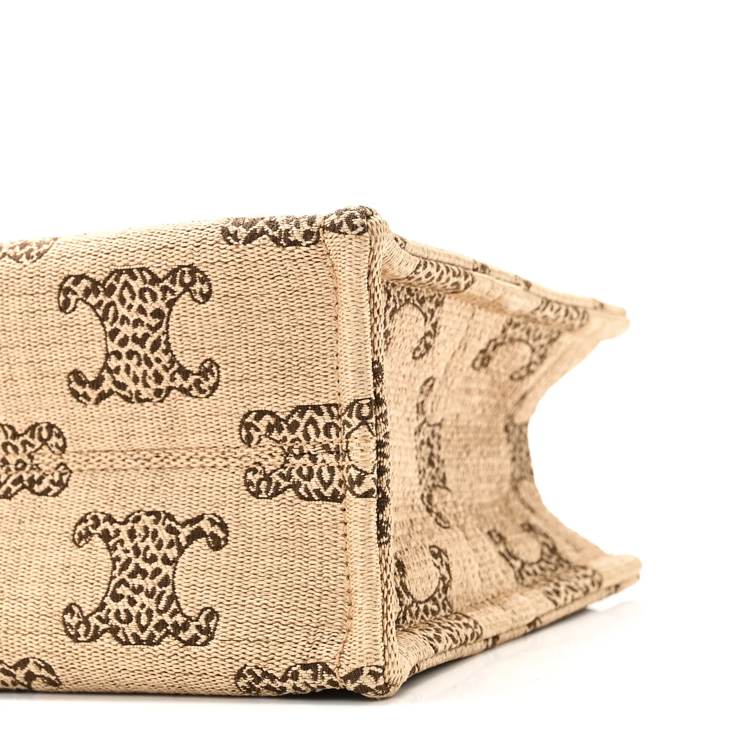 Raffia Effect Calfskin Triomphe Jacquard Small Cabas Natural Tan - Image 9