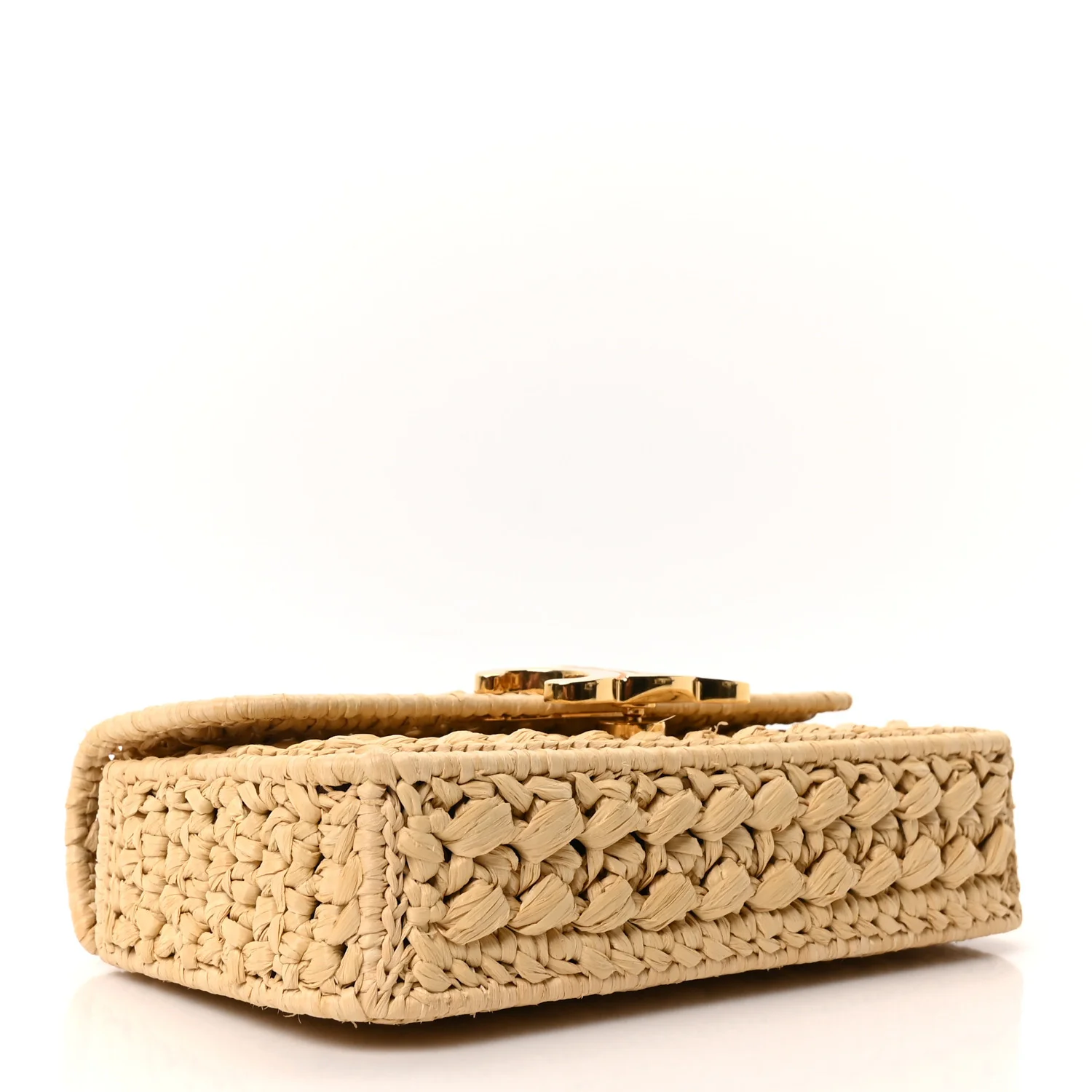 Raffia Effect Claude Chain Shoulder Bag Natural - Image 4