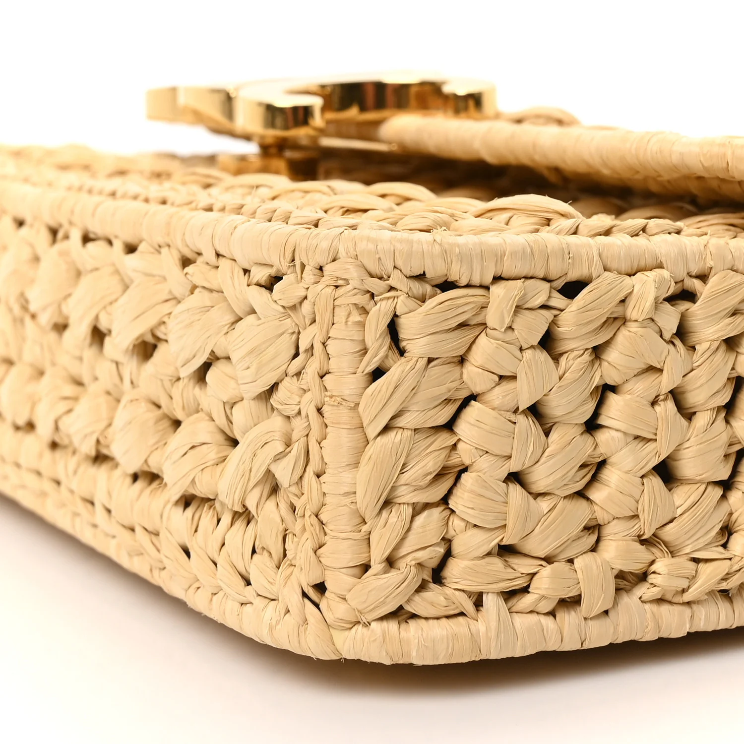 Raffia Effect Claude Chain Shoulder Bag Natural - Image 9