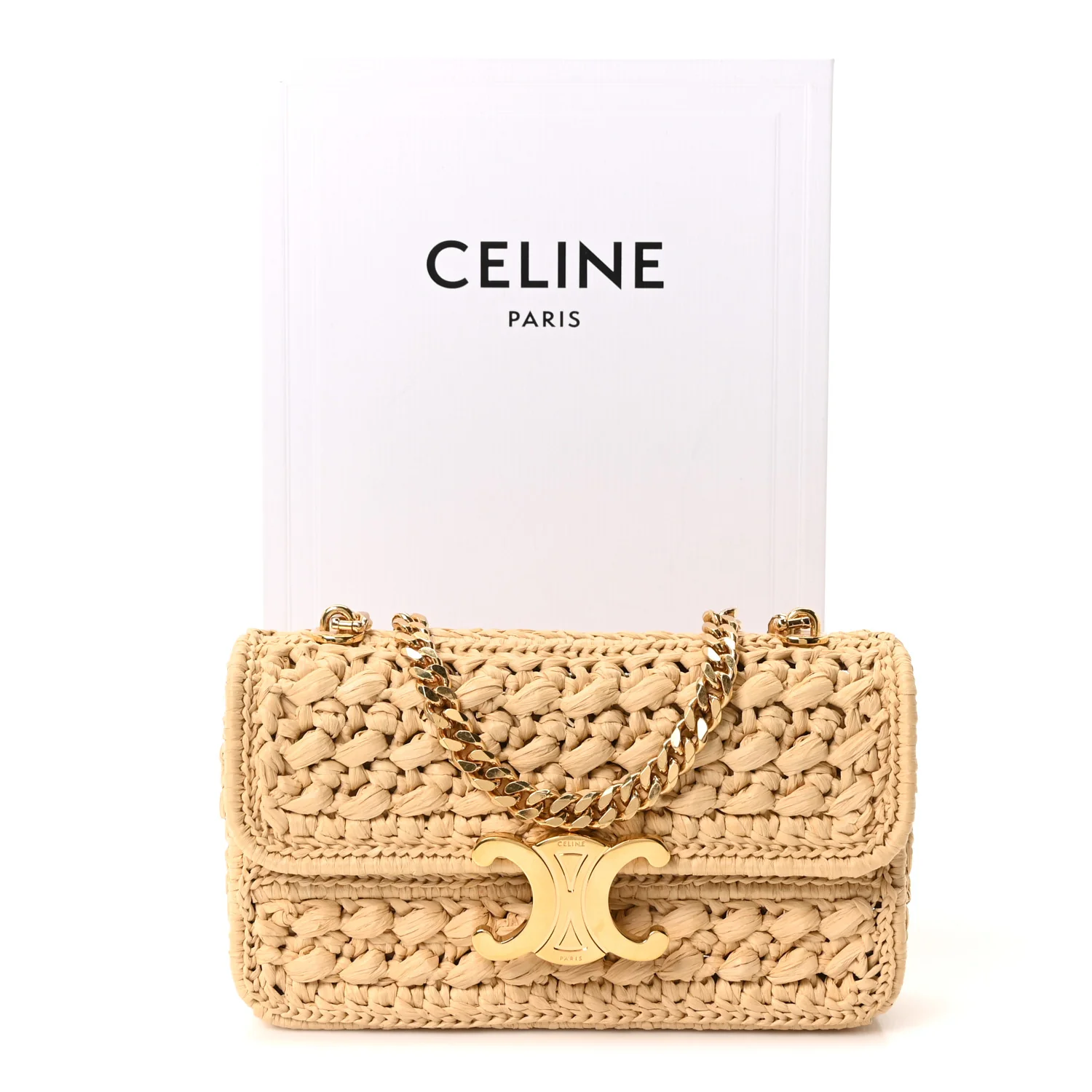 Raffia Effect Claude Chain Shoulder Bag Natural - Image 10