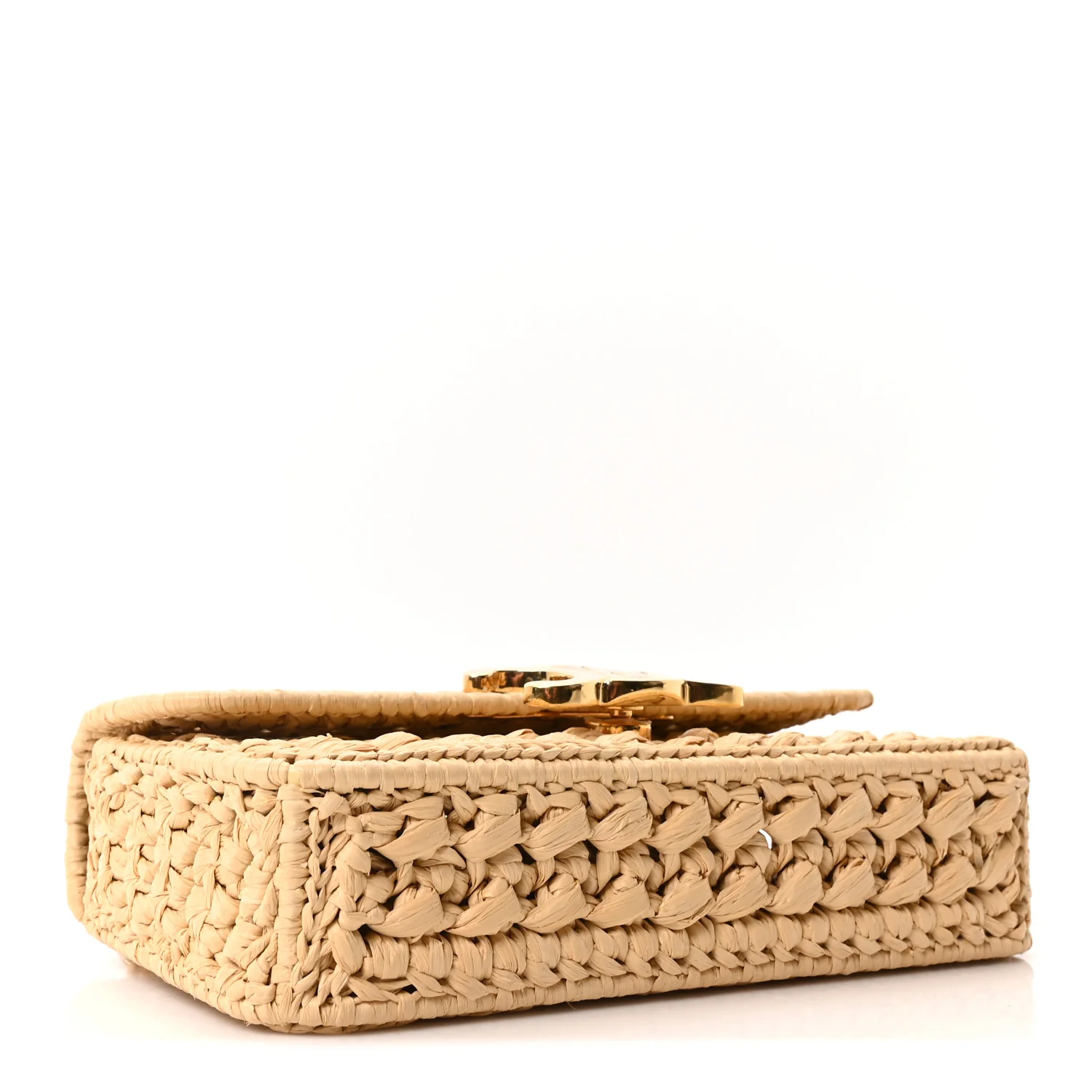 Raffia Effect Claude Chain Shoulder Bag Natural - Image 4