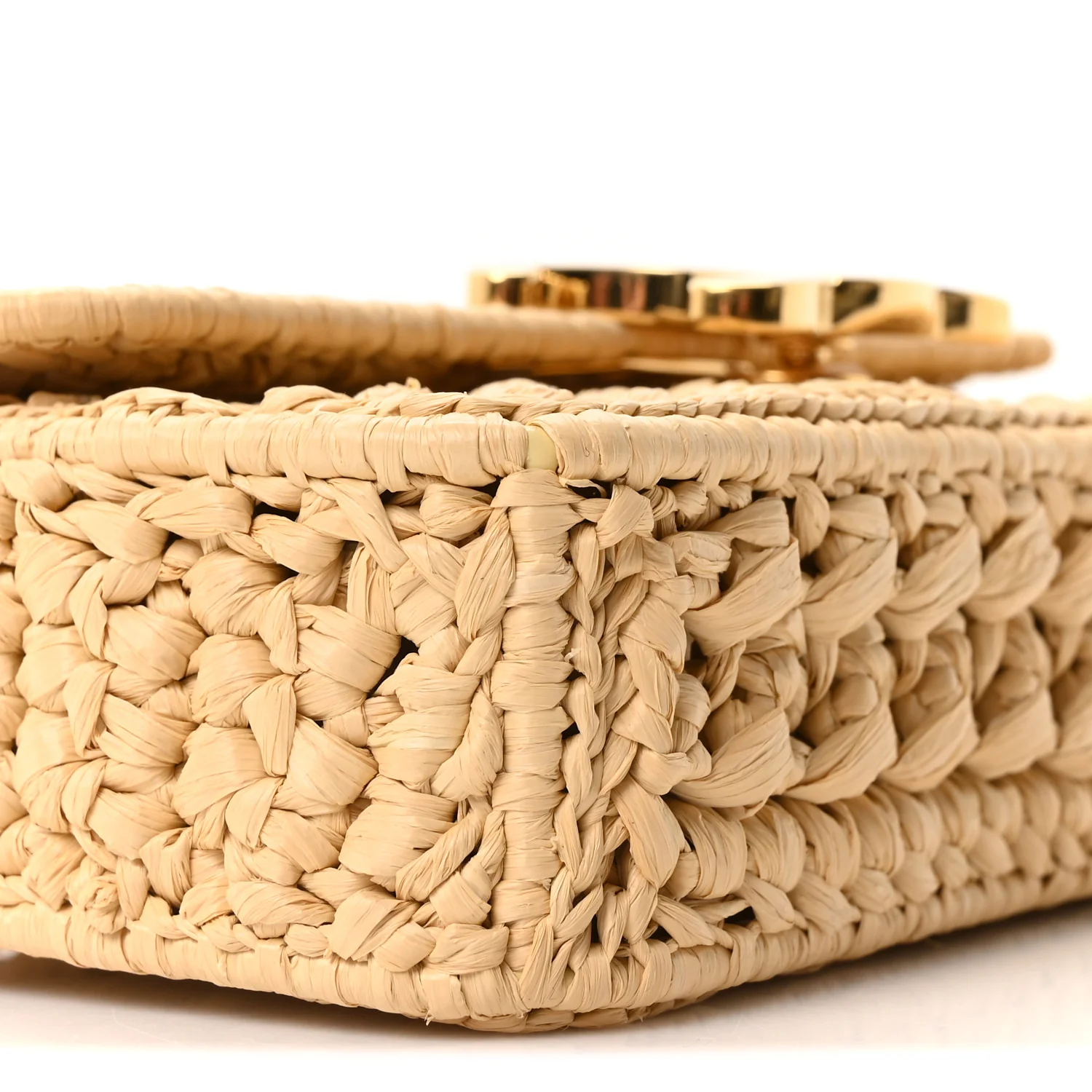 Raffia Effect Claude Chain Shoulder Bag Natural - Image 8