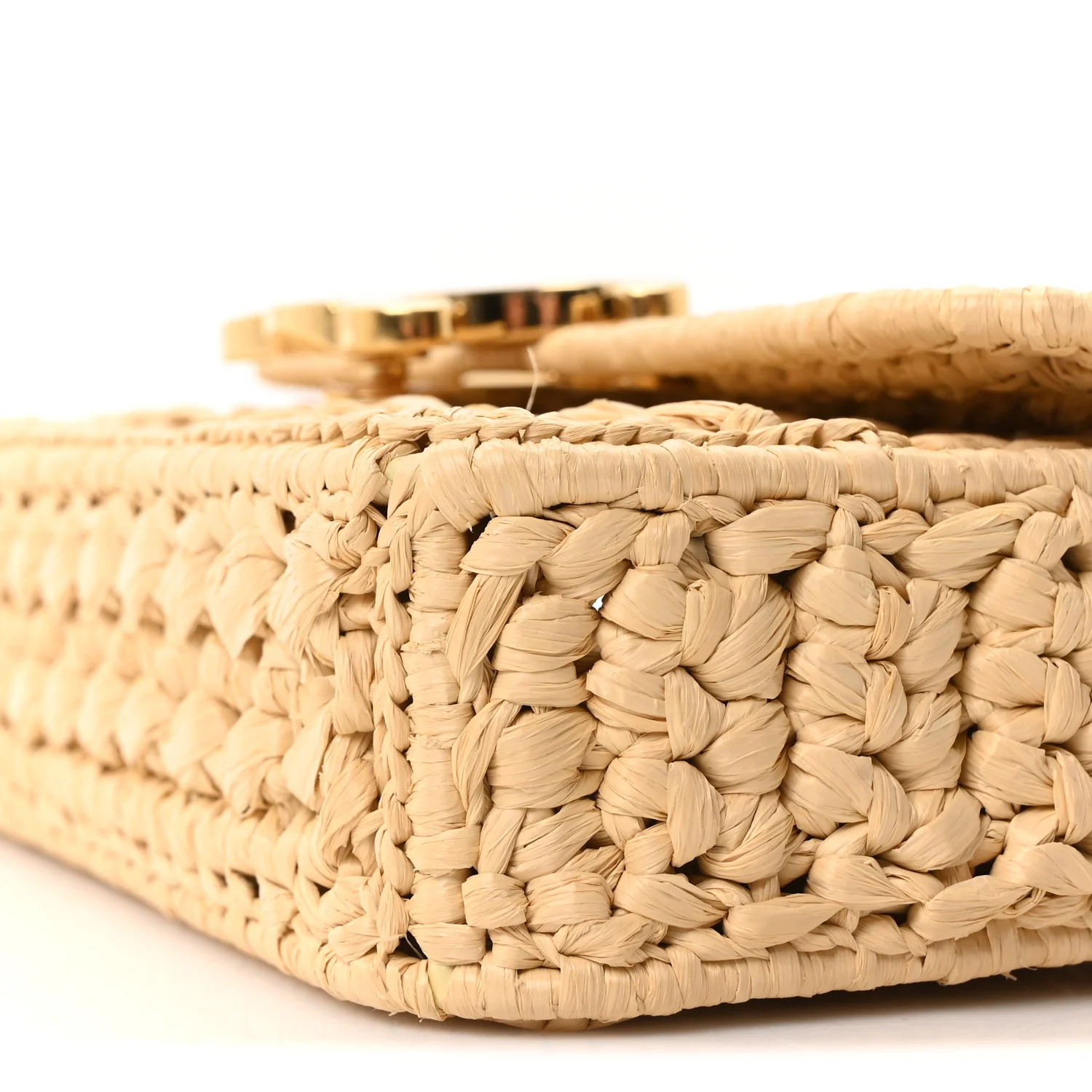 Raffia Effect Claude Chain Shoulder Bag Natural - Image 9