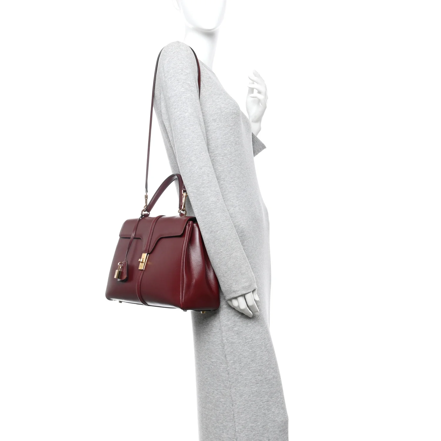 Satinated Calfskin Medium 16 Top Handle Bag Light Burgundy - Image 2