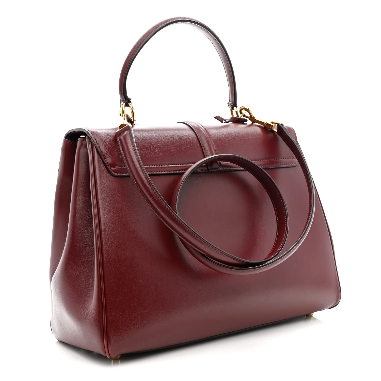 Satinated Calfskin Medium 16 Top Handle Bag Light Burgundy - Image 3