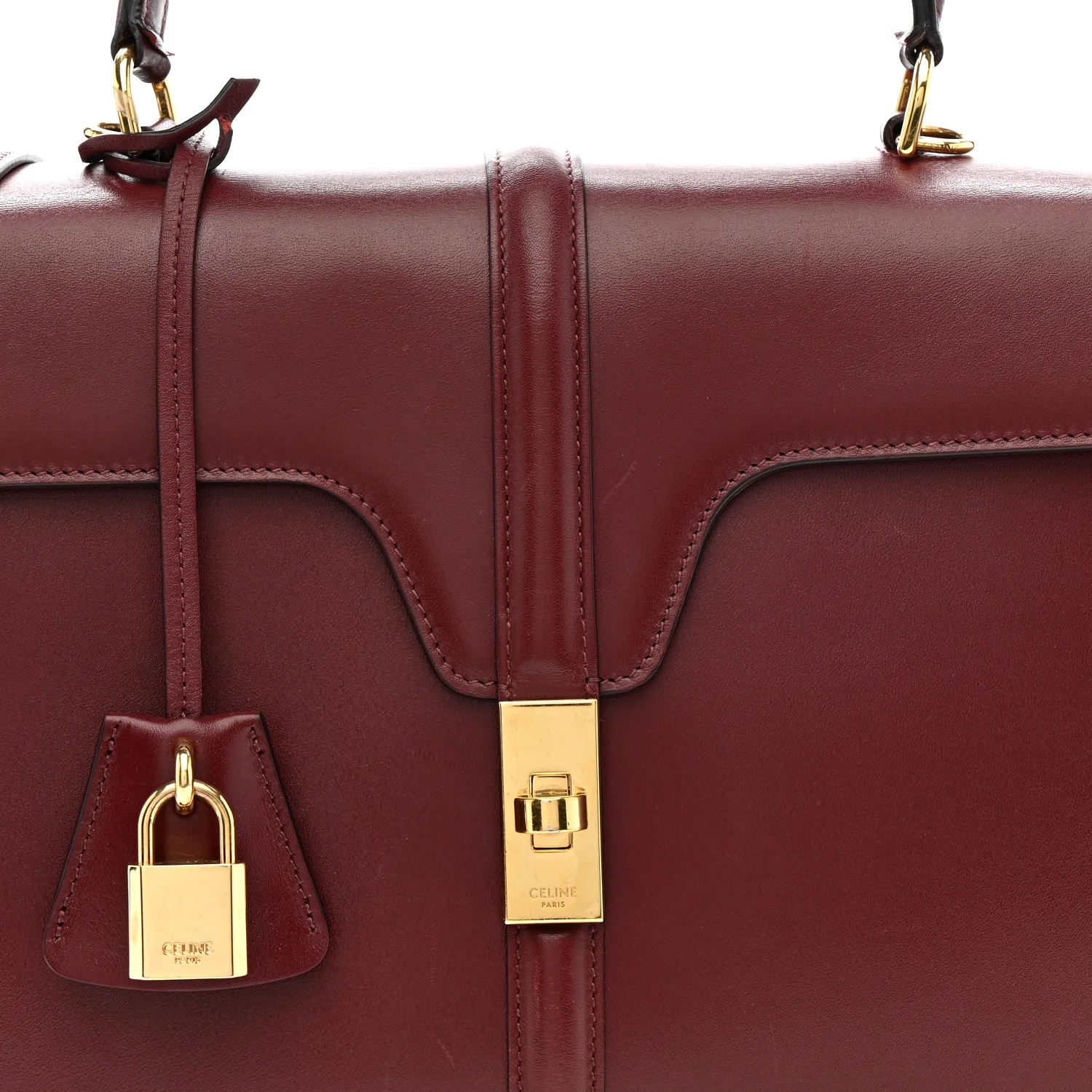 Satinated Calfskin Medium 16 Top Handle Bag Light Burgundy - Image 9
