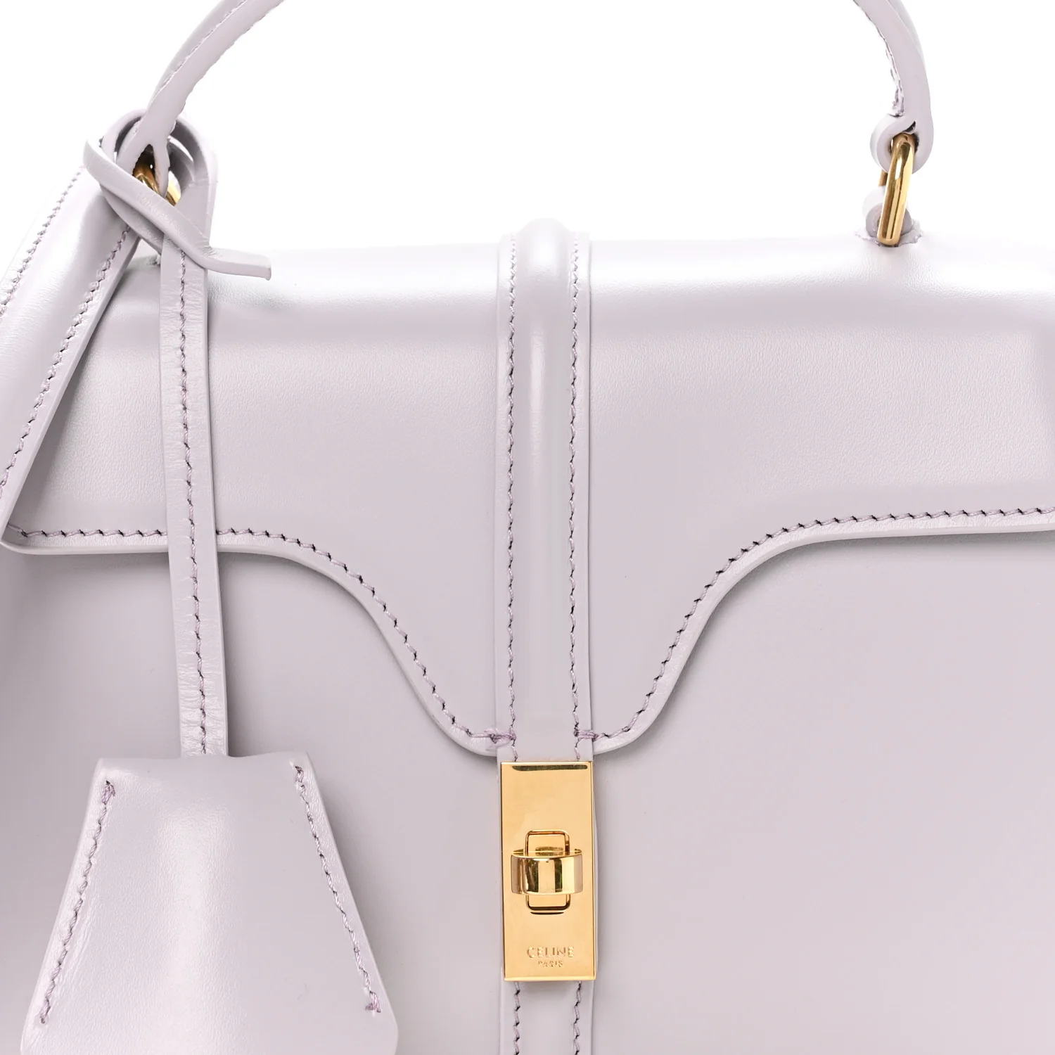 Satinated Calfskin Mini 16 Top Handle Bag Lilac - Image 10