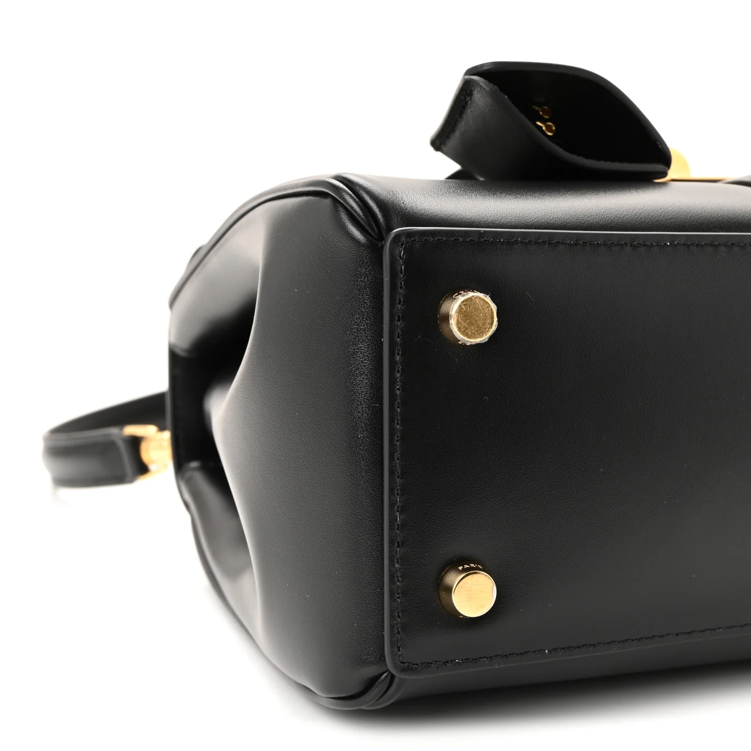 Satinated Calfskin Small 16 Top Handle Bag Black - Image 10