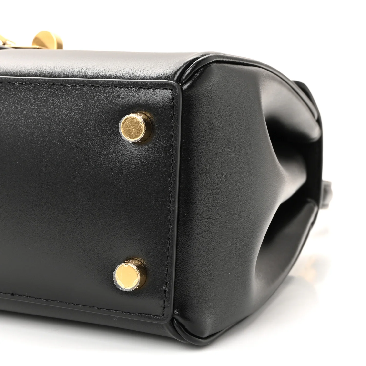 Satinated Calfskin Small 16 Top Handle Bag Black - Image 11