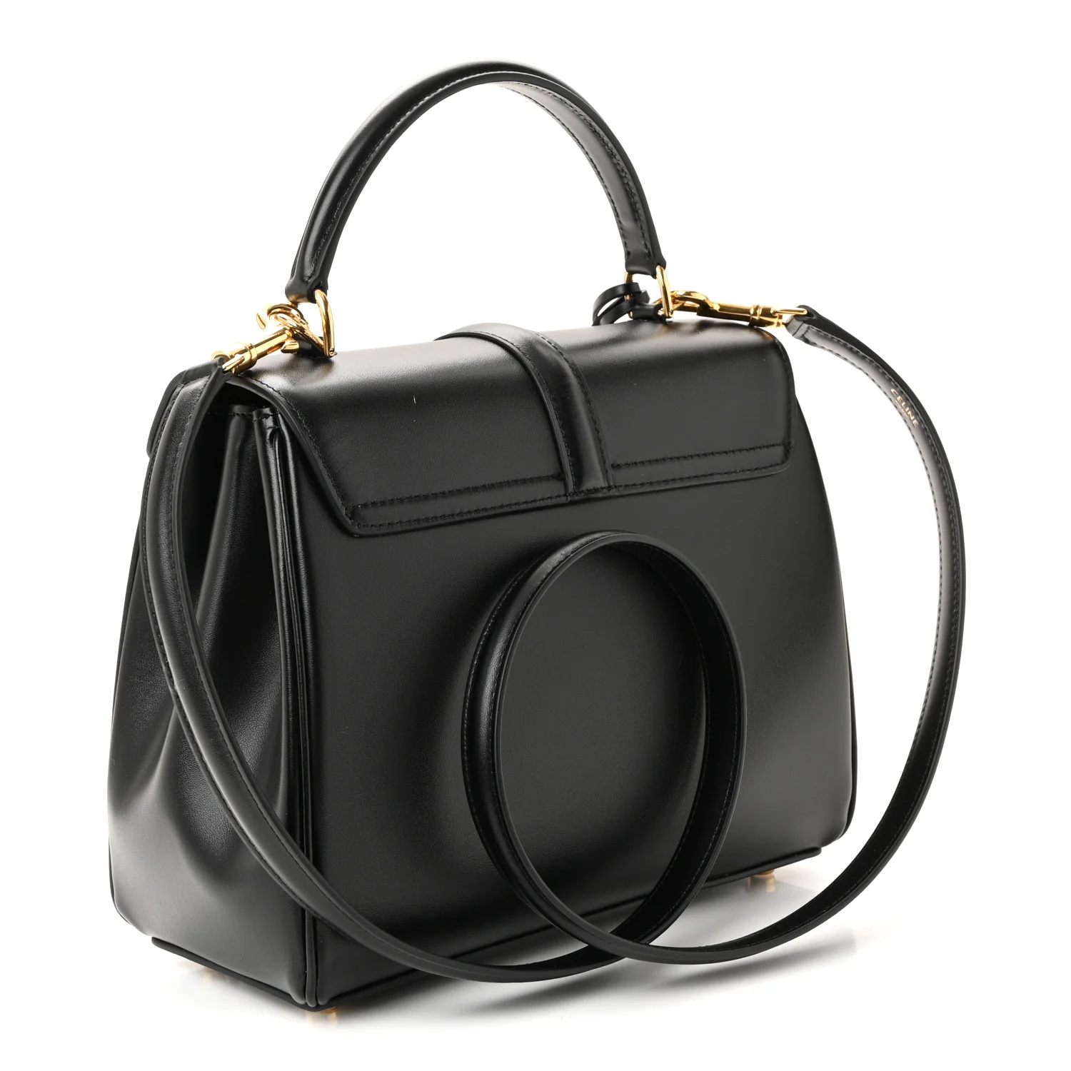 Satinated Calfskin Small 16 Top Handle Bag Black - Image 3