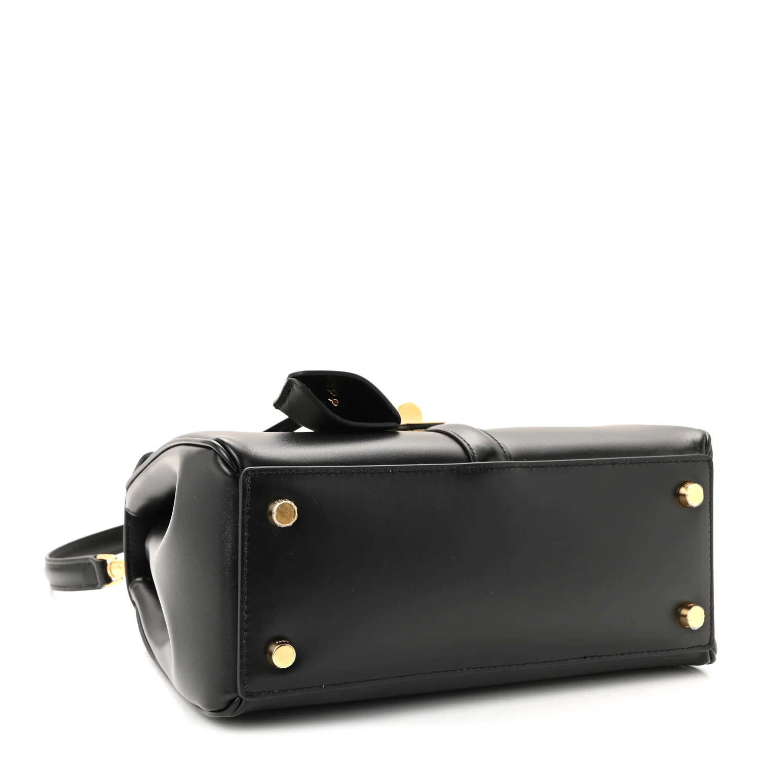 Satinated Calfskin Small 16 Top Handle Bag Black - Image 4