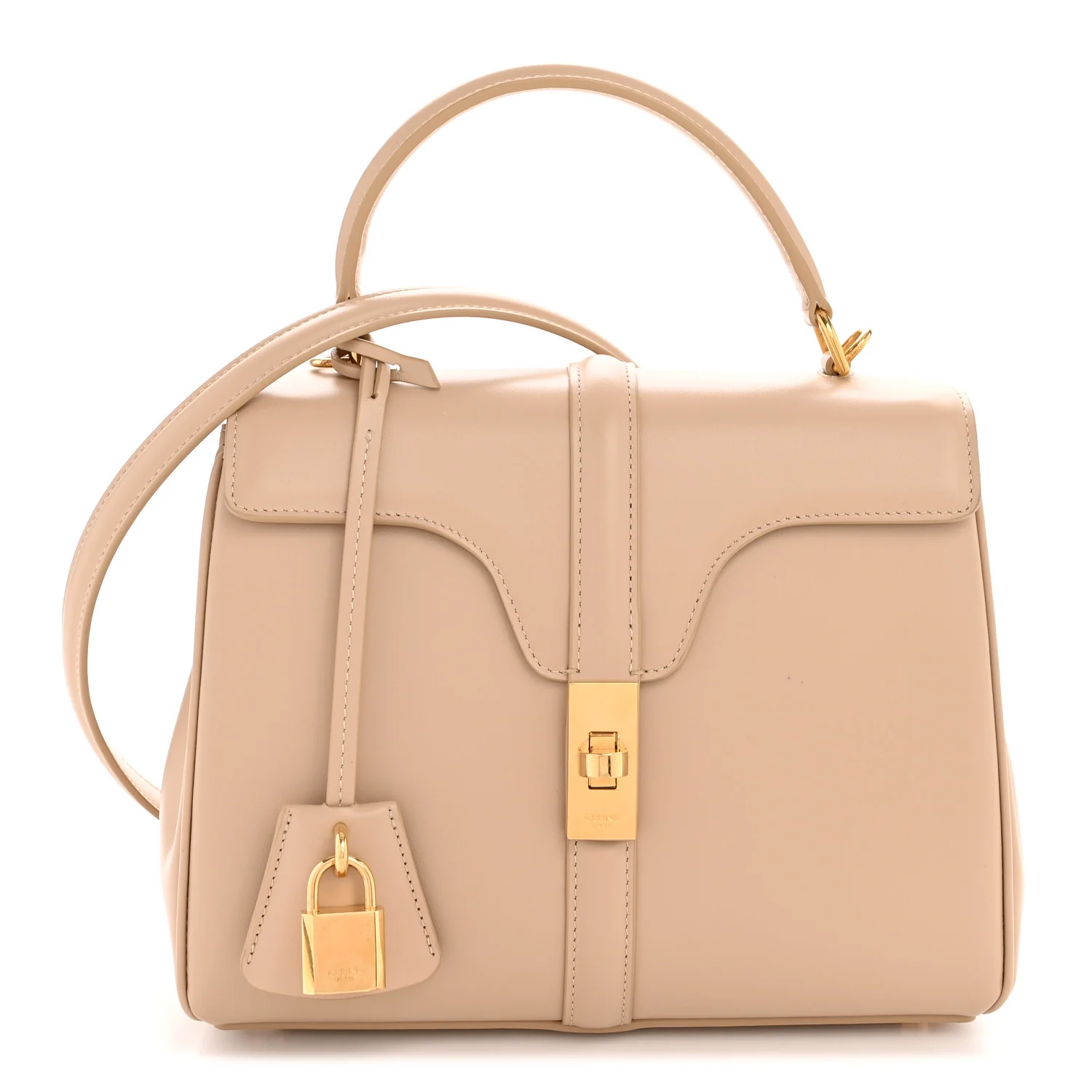Satinated Calfskin Small 16 Top Handle Bag Nude