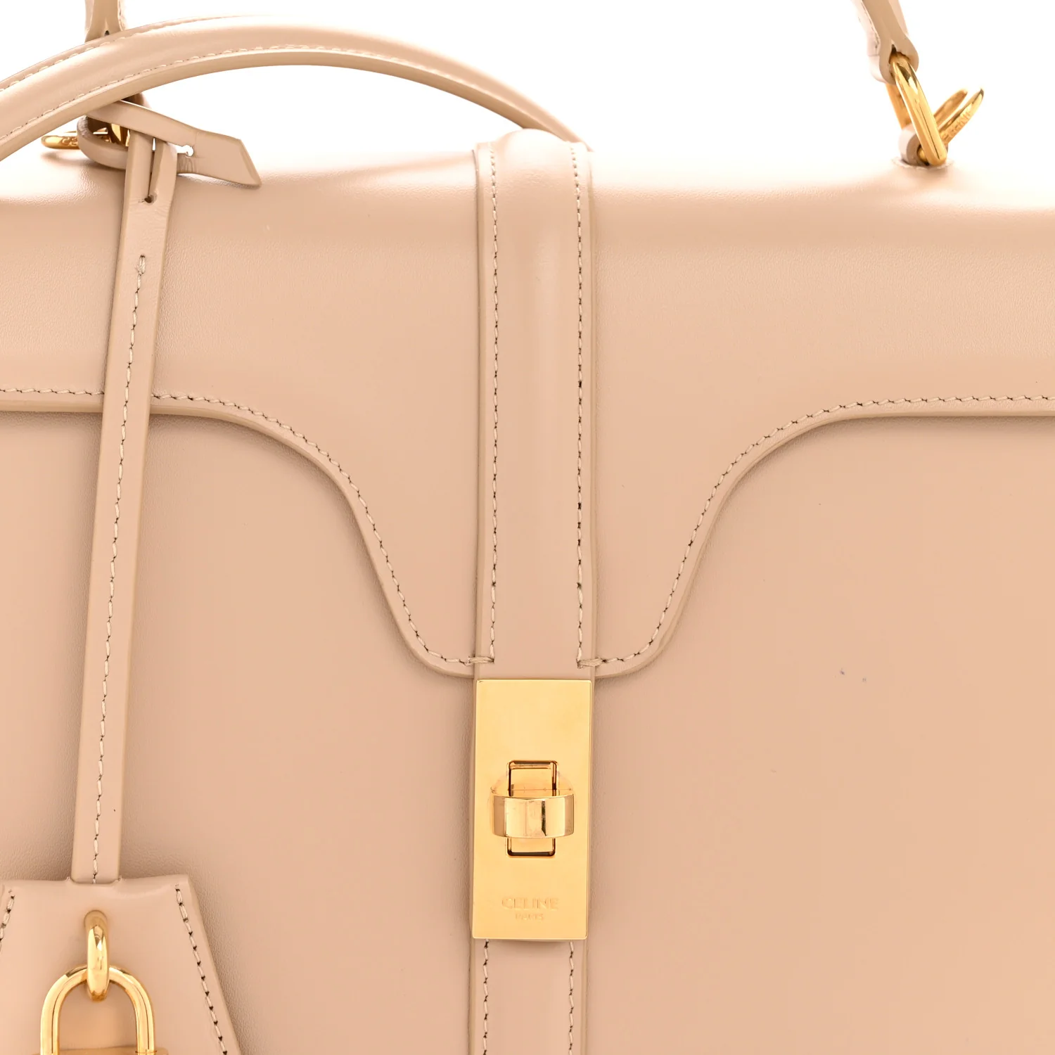 Satinated Calfskin Small 16 Top Handle Bag Nude - Image 11