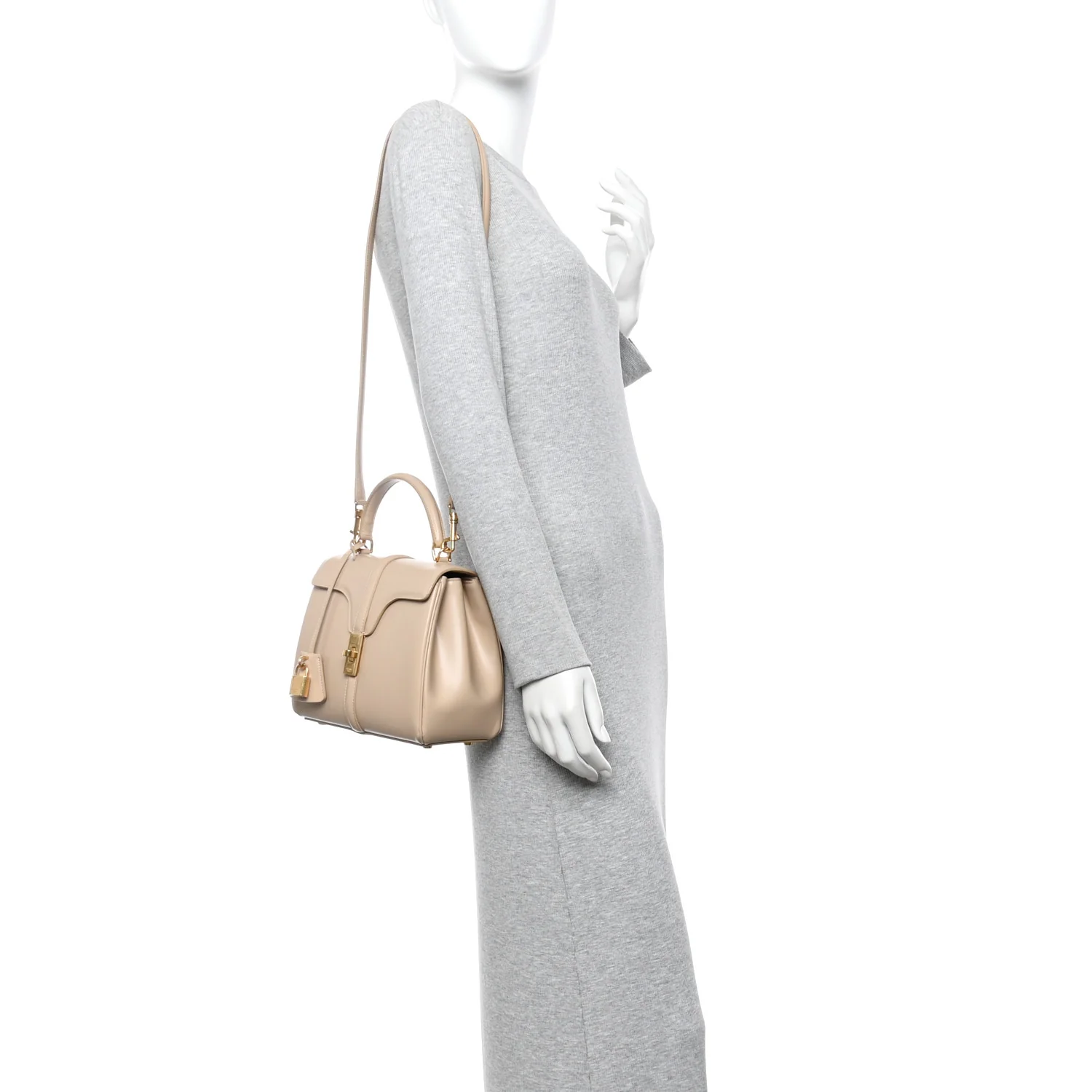 Satinated Calfskin Small 16 Top Handle Bag Nude - Image 2