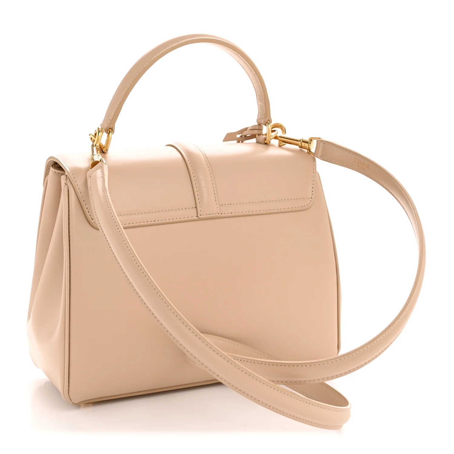 Satinated Calfskin Small 16 Top Handle Bag Nude - Image 3