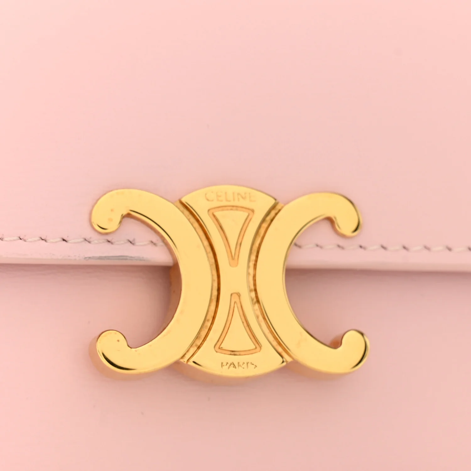 Shiny Calfskin Compact Triomphe Wallet With Coin Purse Pink - Image 9