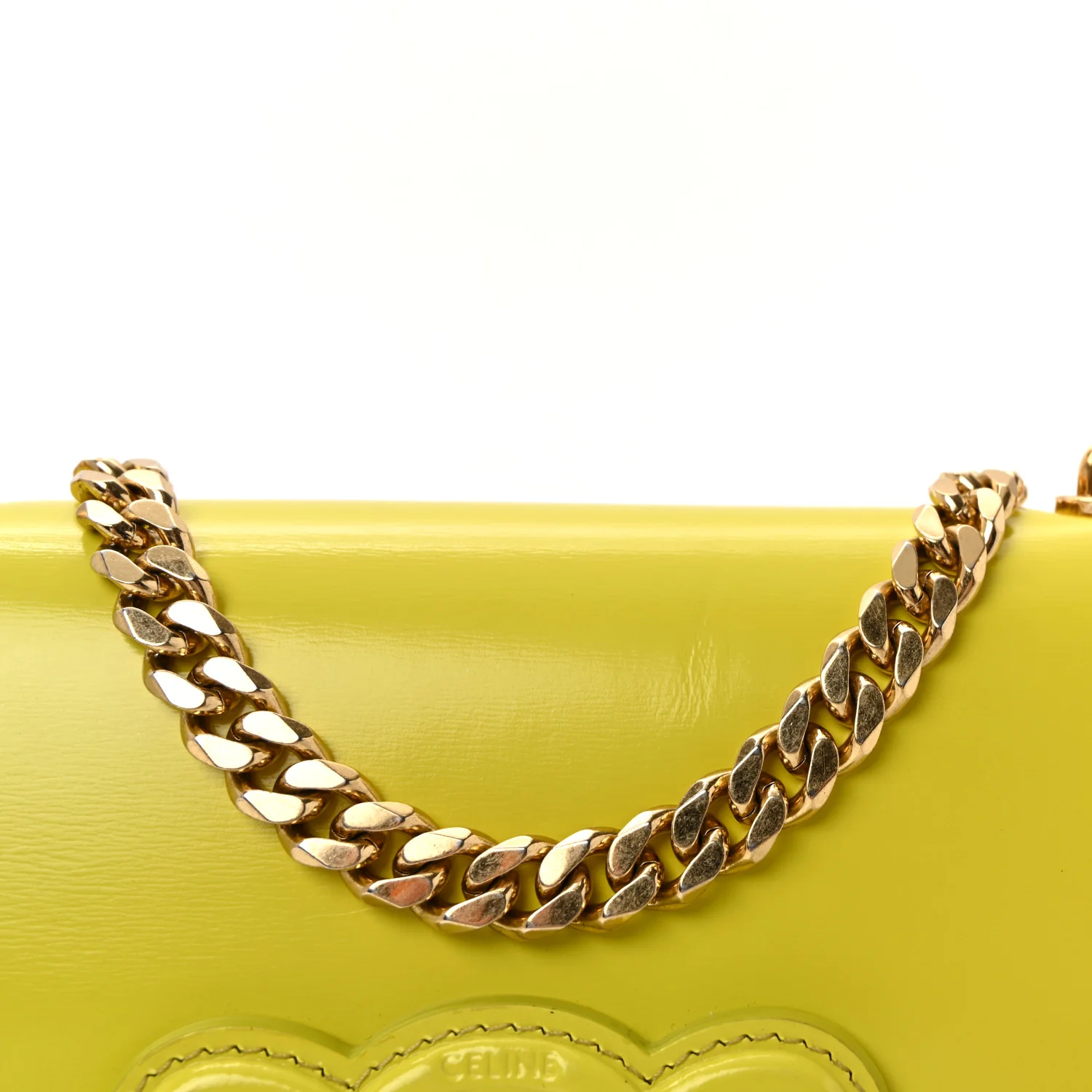 Shiny Calfskin Cuir Triomphe Chain Shoulder Bag Anis - Image 8