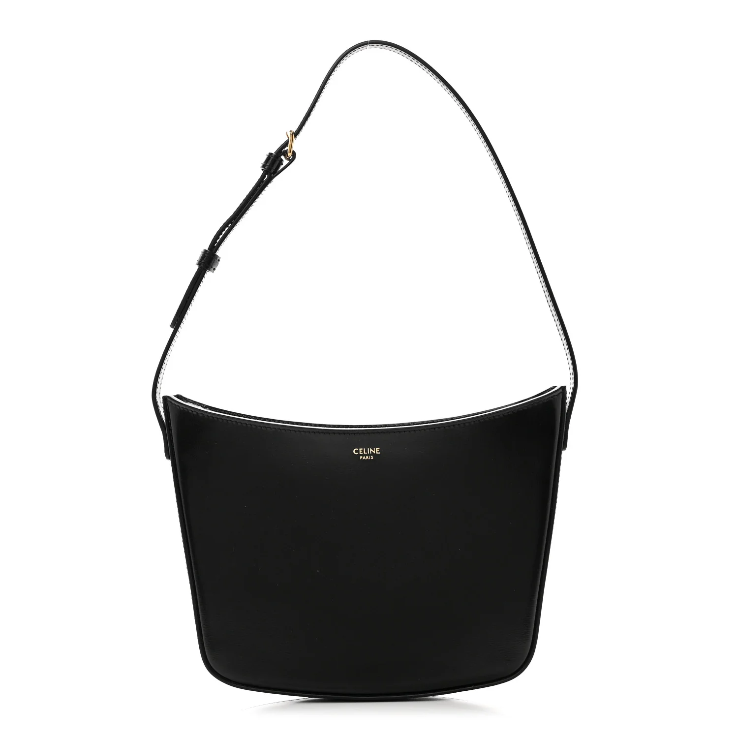 Shiny Calfskin Medium Croque Bag Black