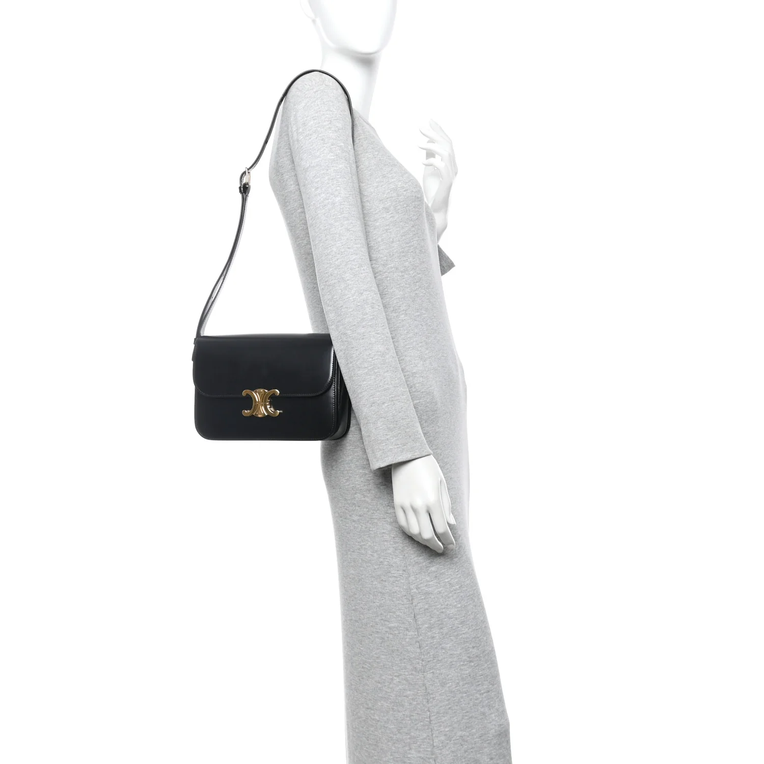 Shiny Calfskin Medium Triomphe Black - Image 2