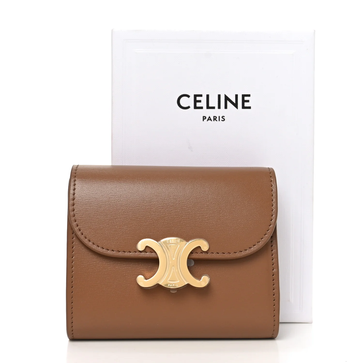 Shiny Calfskin Small Triomphe Wallet Pebble - Image 8