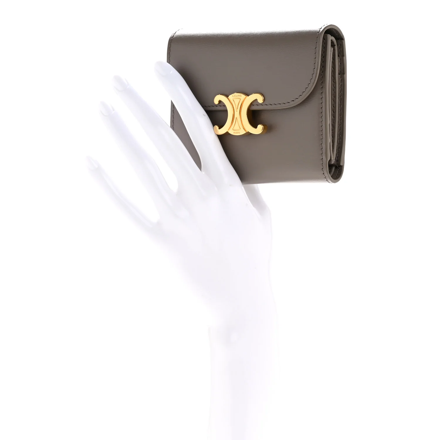 Shiny Calfskin Small Triomphe Wallet Pebble - Image 2