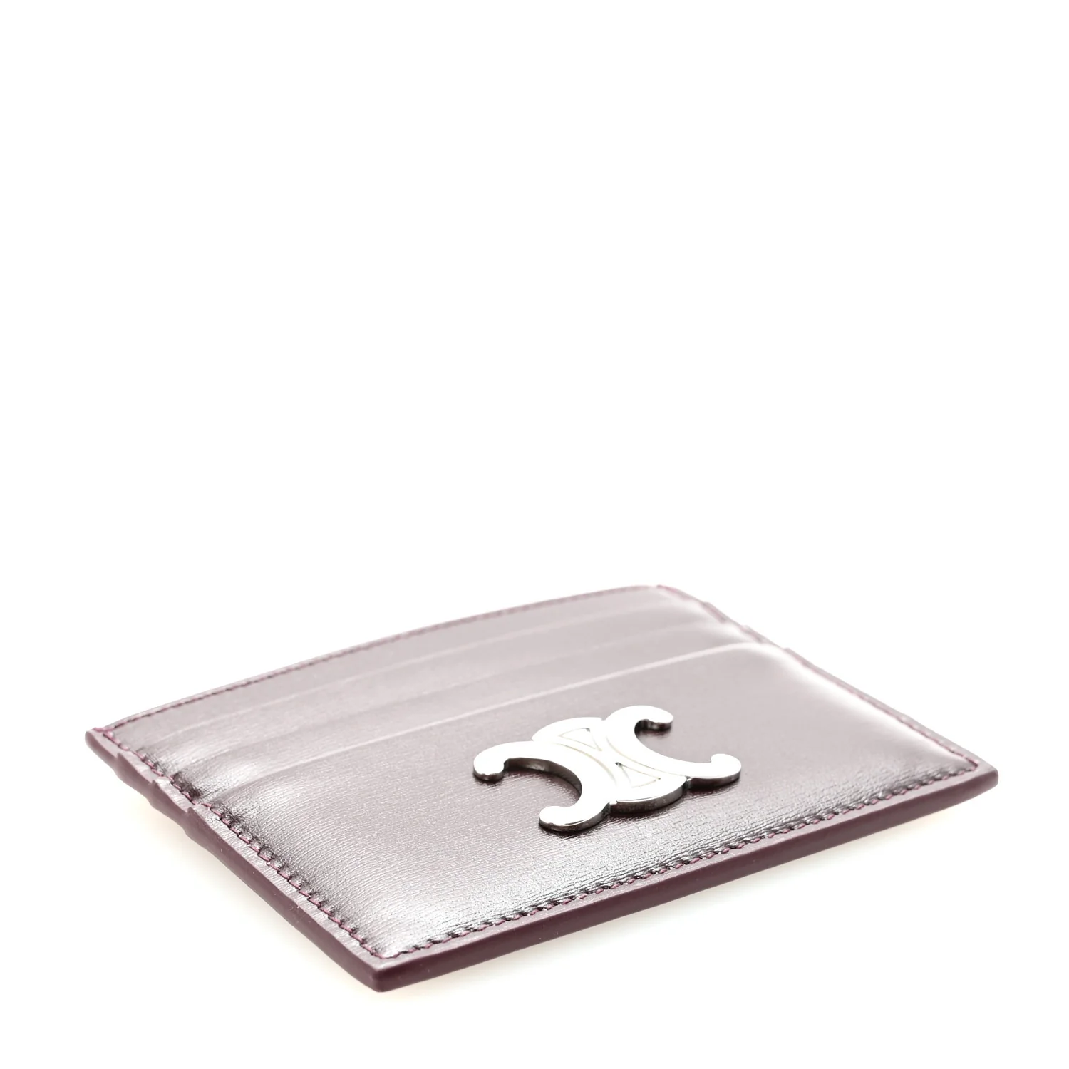Shiny Calfskin Triomphe Card Holder Deep Burgundy - Image 4