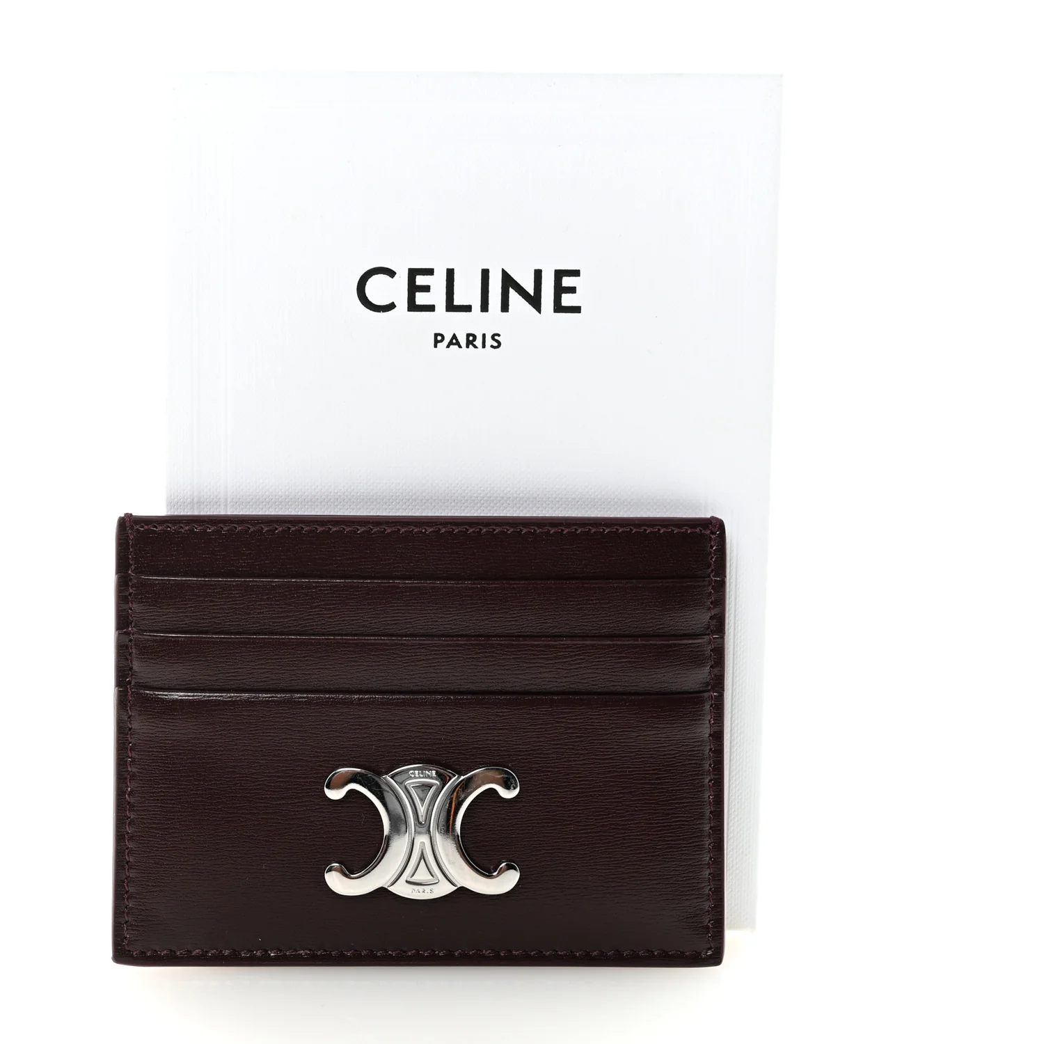 Shiny Calfskin Triomphe Card Holder Deep Burgundy - Image 8