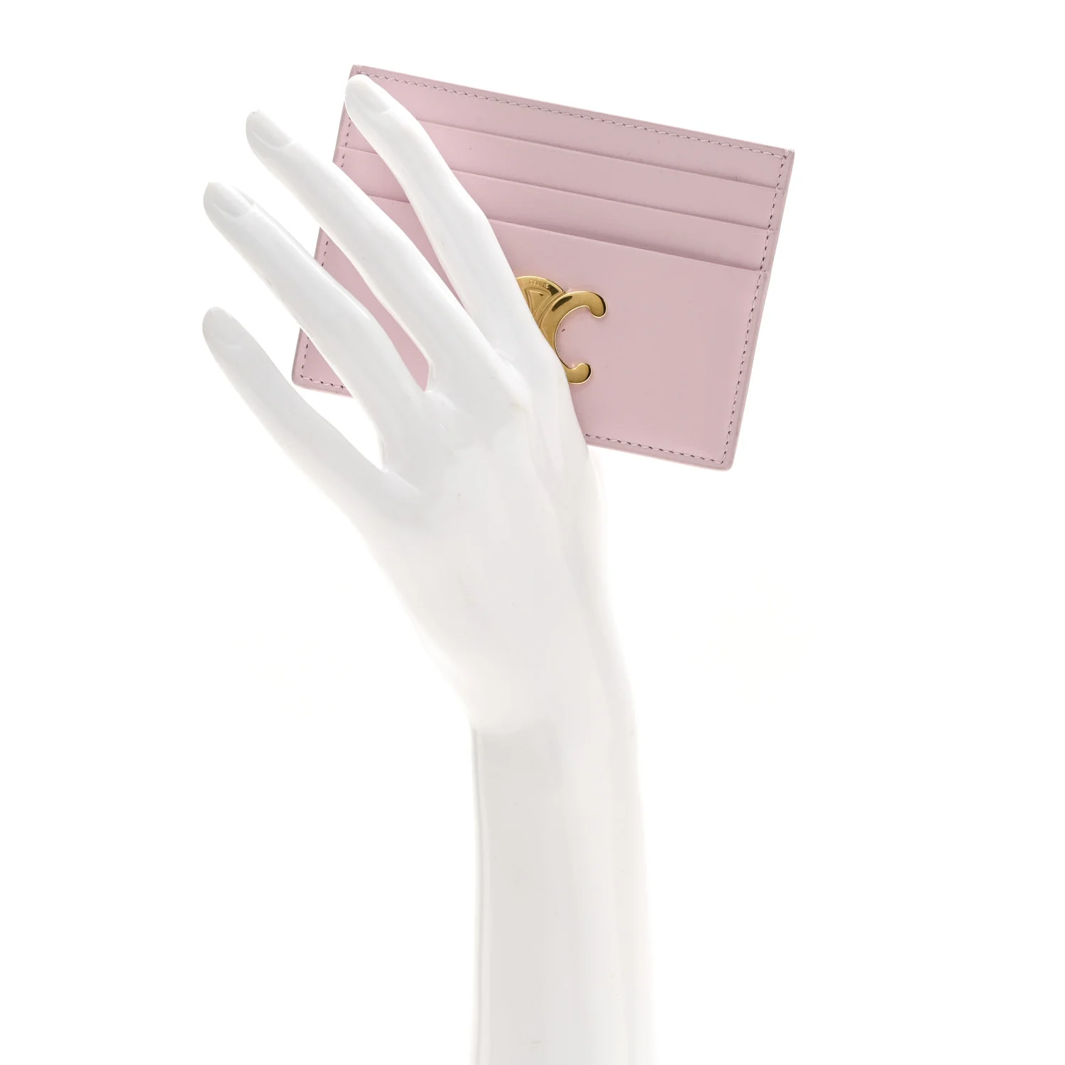 Shiny Calfskin Triomphe Card Holder Petal - Image 2